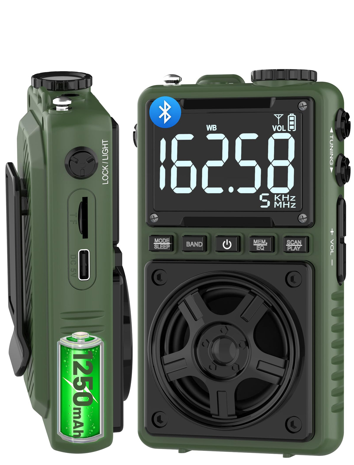 Bluetooth Am Fm Shortwave Radio With Noaa Weather Alert,1250Mah Rechargeable Portable Pocket Radio With Best Reception,5W Big Sp