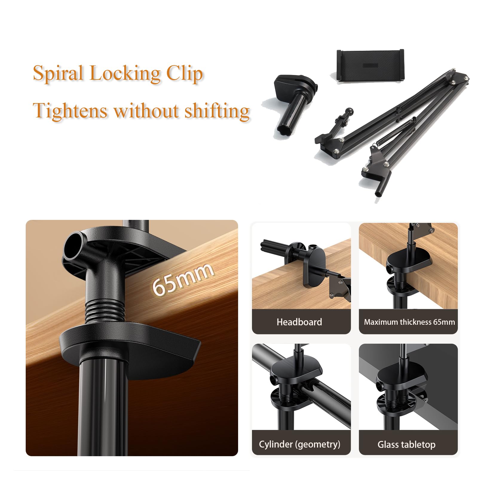 Tablet Arm Stand Mount For 4.7-17.3'' Portable Monitor, 360 Adjustable Foldable Phone Holder For Desk, Tablet Stand Compatible W