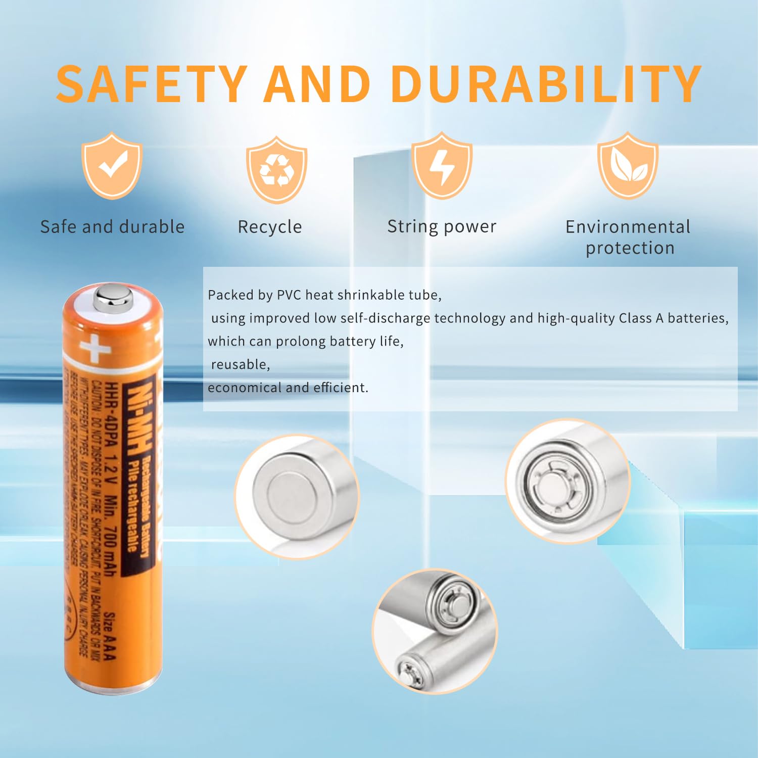 Japusoon 6Pcs Hhr 4Dpa Rechargeable Aaa Batteries,1.2V 700Mah Aaa Ni Mh Battery For Panasonic Cordless Phones, Remote Controls,