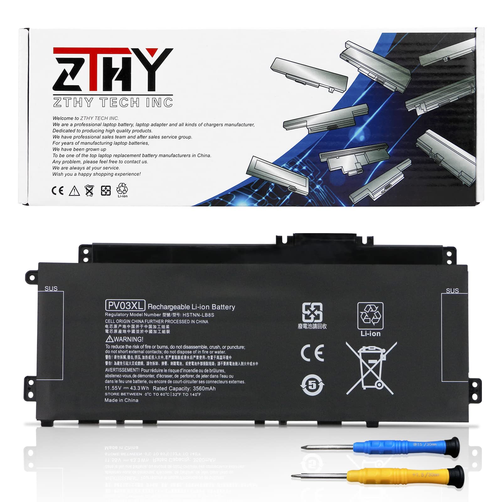 Zthy Pv03Xl Pp03Xl Laptop Battery Replacement For Hp Pavilion X360 13 Bb 14 Dv 14 Dw 14M Dw 14 Dk 13 Bb0Xxx 14 Dv0Xxx 14 Dw0Xxx