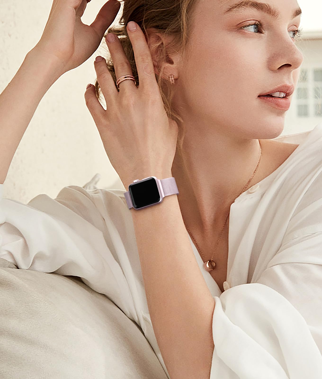 Magnetic Bands Compatible With Apple Watch Band 46Mm 42Mm 44Mm 45Mm 49Mm 40Mm 38Mm 41Mm, Dressy Stylish Stainless Steel Mesh Loo