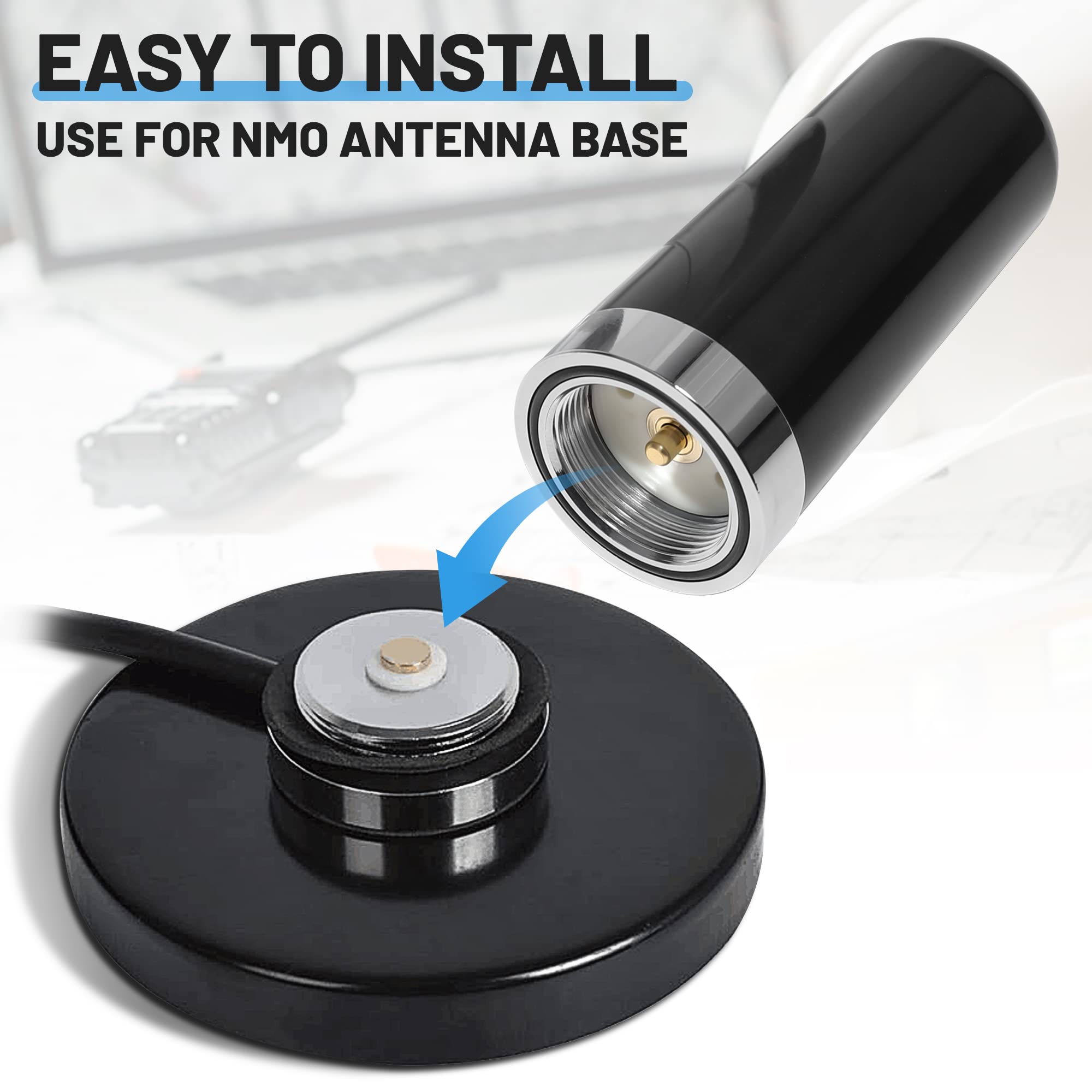 Anina 3Db Gain Gmrs Antenna Nmo Mount, Dual Band Uhf Vhf 136 174Mhz 400 470Mhz, 3.5    Antenna Nmo Connection For Midland Car Tr