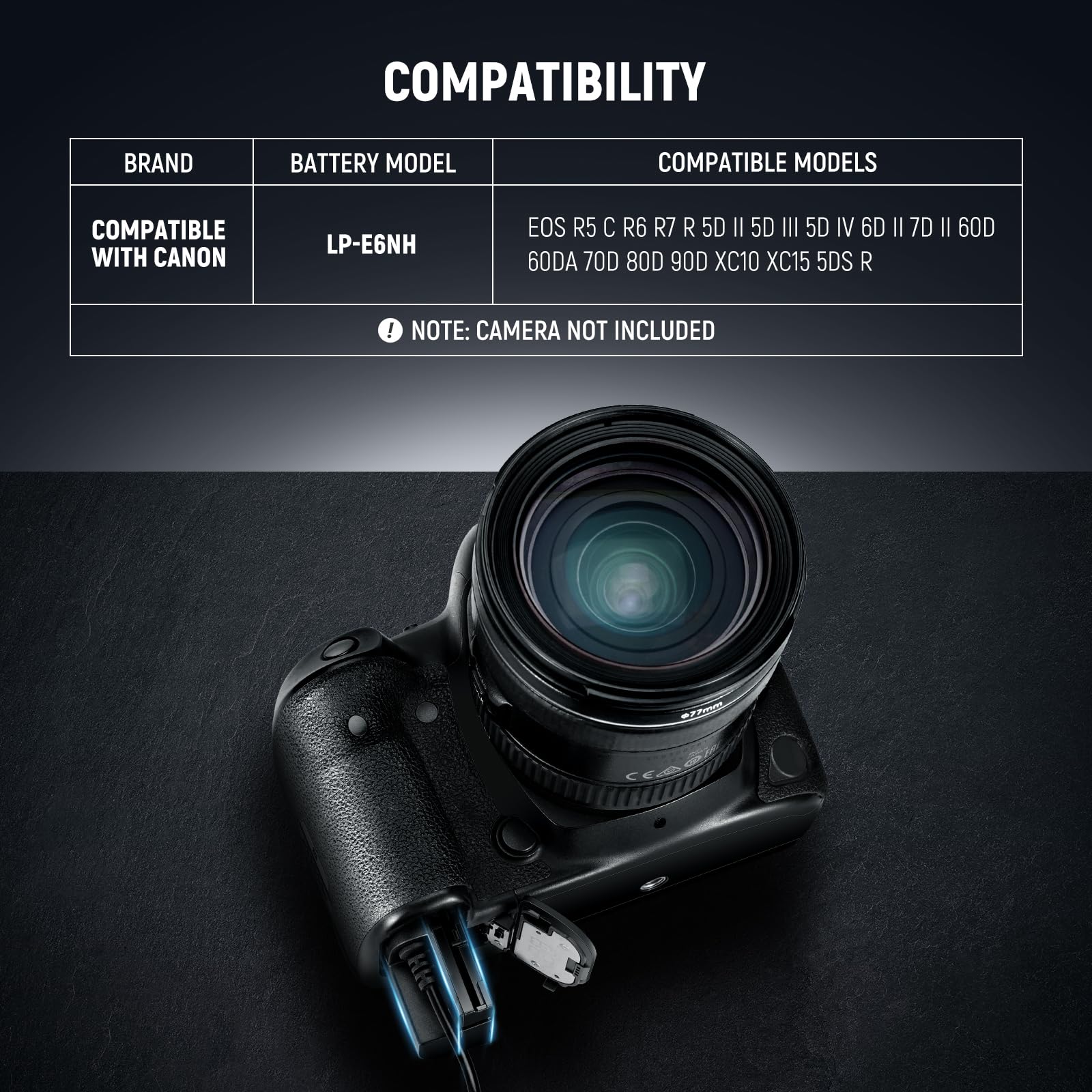 Neewer D Tap To Lp E6Nh Dummy Battery With Cable For V Mount Battery, Stable Continuous Power Supply For Canon Eos R5 C R6 R7 5D