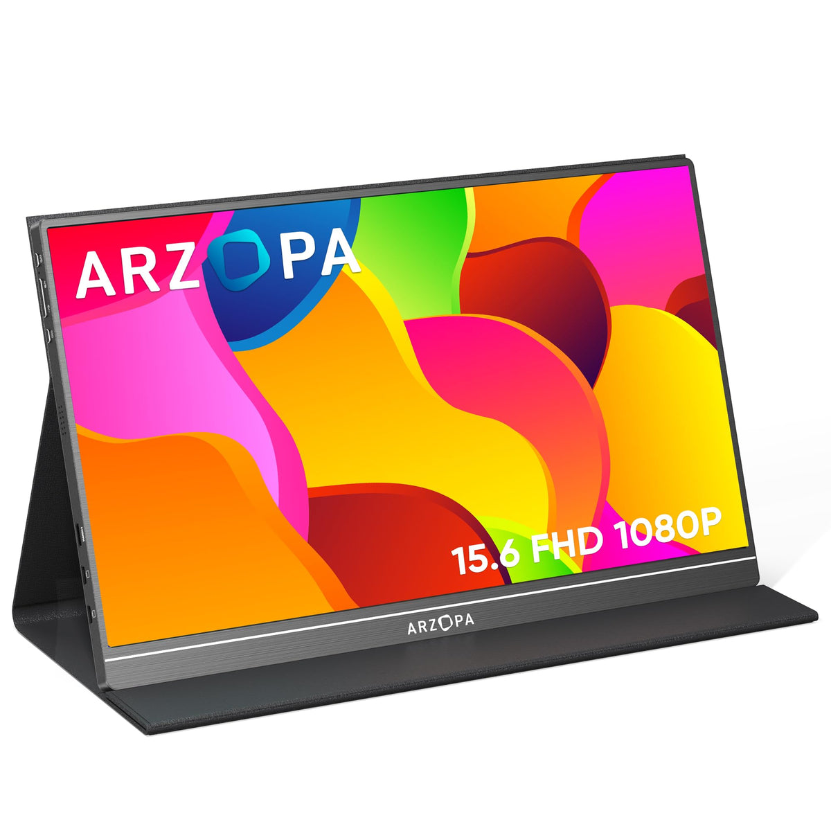 Arzopa Portable Monitor, 15.6'' 1080P Fhd Laptop Monitor Usb C Hdmi Computer Display Hdr Eye Care External Screen W/Smart Cover 