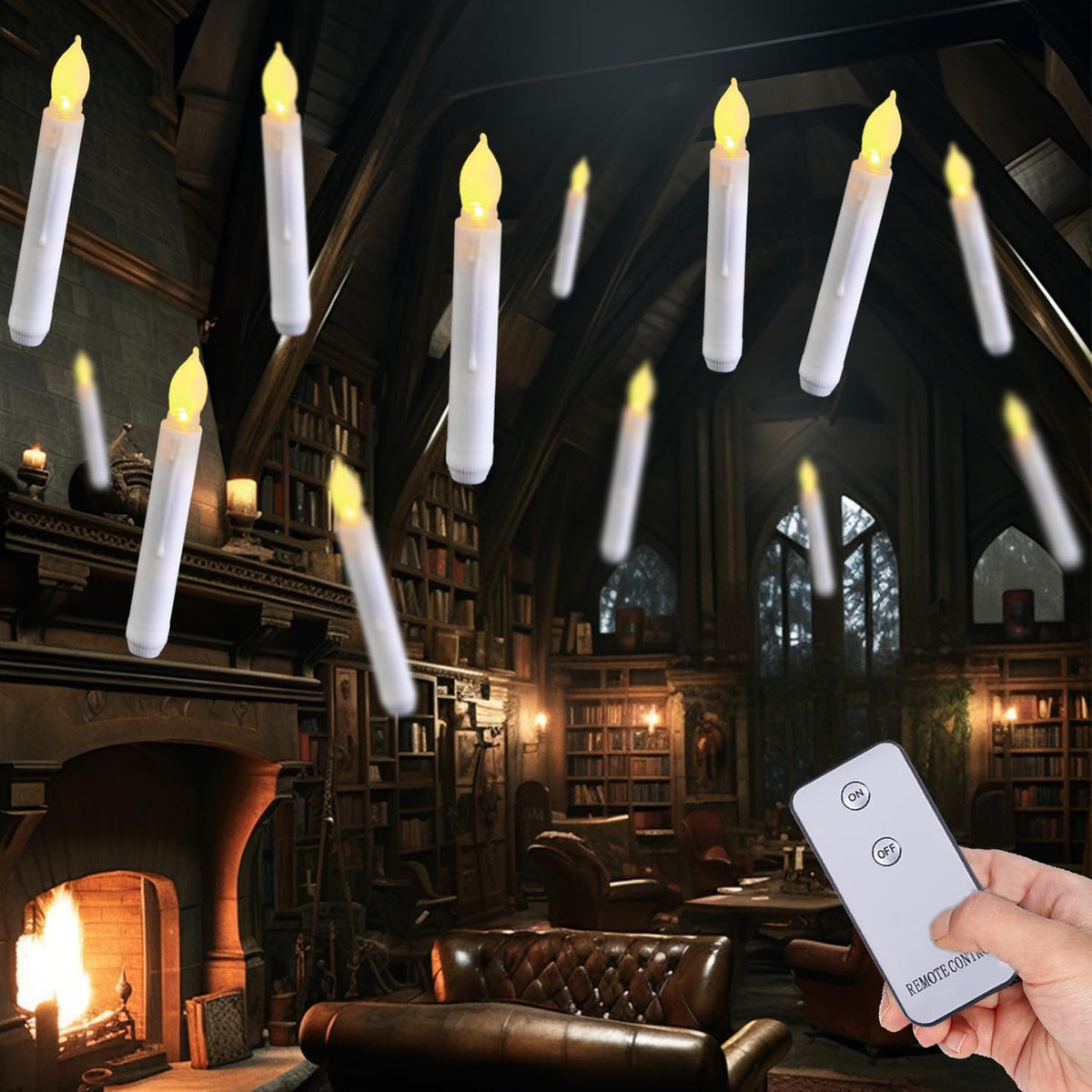 Raycare Led Flameless Taper Candles Battery Operated With Remote, Flameless Taper Window Candles Flickering Warm White Light, Se