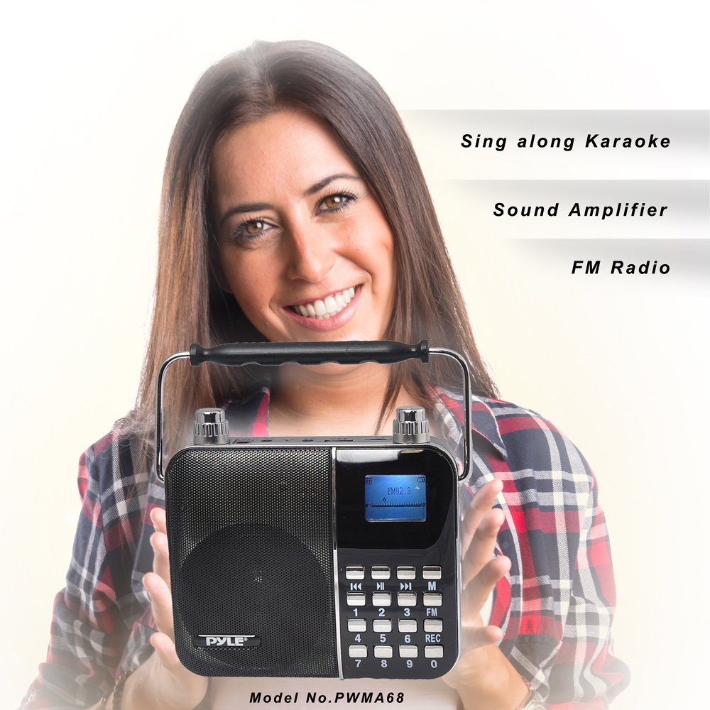 Portable Radio Pa Speaker System   Waist Band Portable Karaoke Machine With Headset Microphone, Rechargeable Battery, Usb/Sd Car