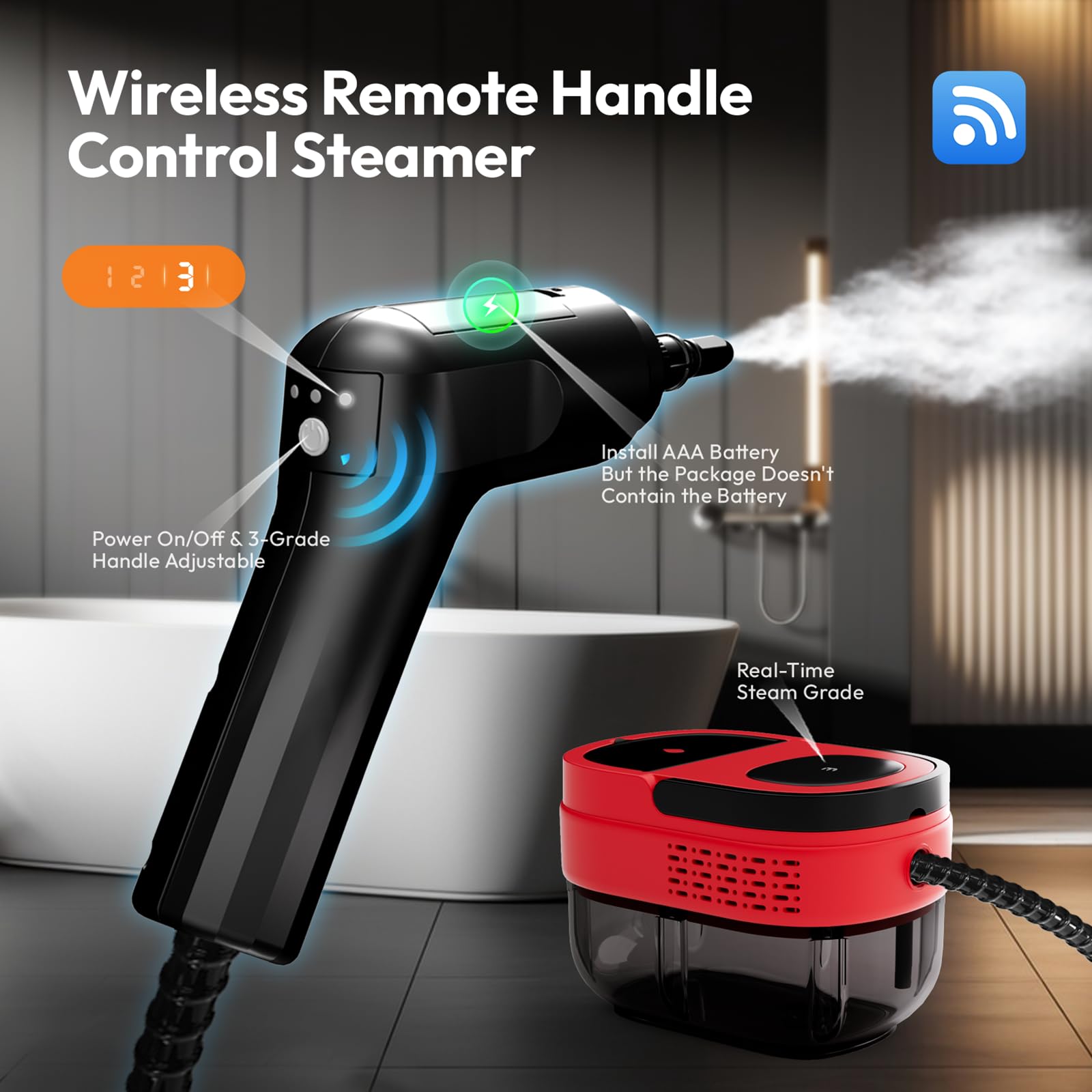 Steam Cleaner, 2500W Steamer For Cleaning, 3-Garde Adjustable Handle, 1.6L Water Tank, Steam Cleaner For Home, Fast Heat Handhel