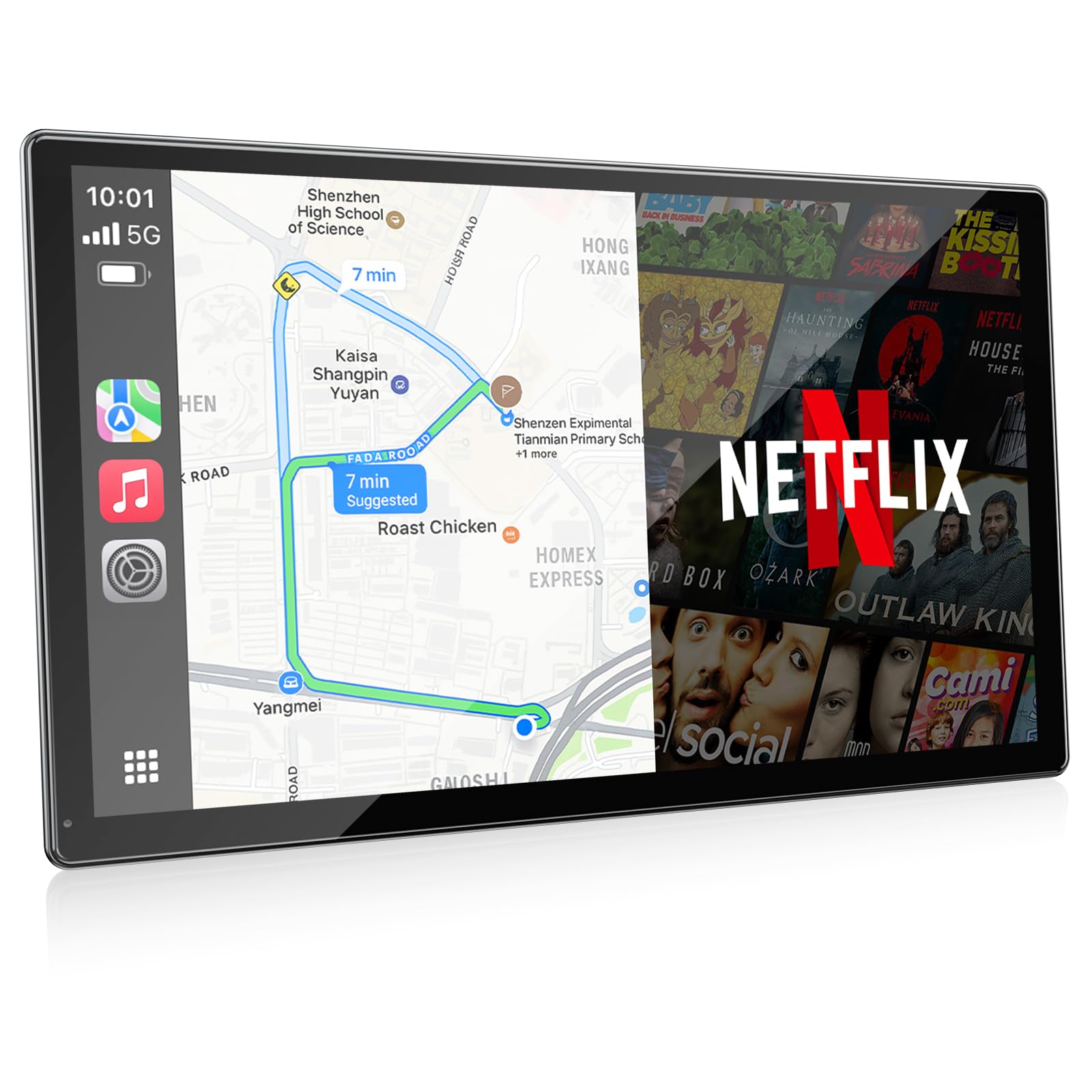 Volam 9 Carplay Screen with Netflix YouTube and 1080P Backup Camera Upgraded Wireless Android Auto Screen Portable AI Magic Vi