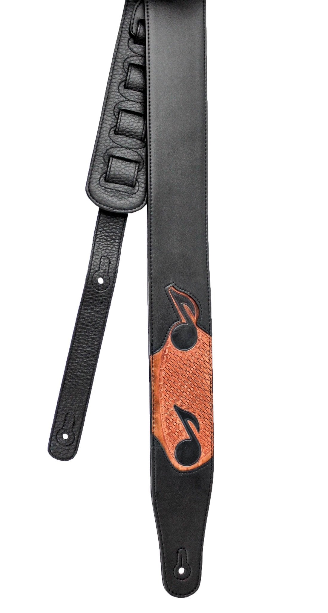 Walker & Williams Cvg 83 Padded Guitar Strap Hand Tooled Leather Musical Notes For Acoustic, Electric, And Bass Guitars