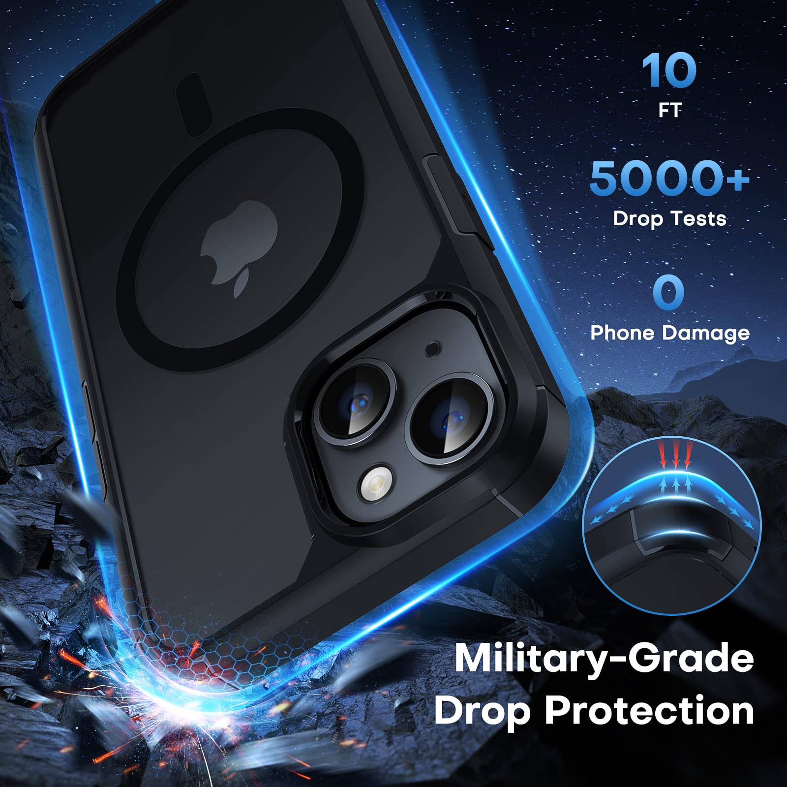 Tauri 3 In 1 Magnetic For Iphone 13 Case For Iphone 14 Case, [Designed With Magsafe] With 2 Screen Protector, Shockproof Case Fo