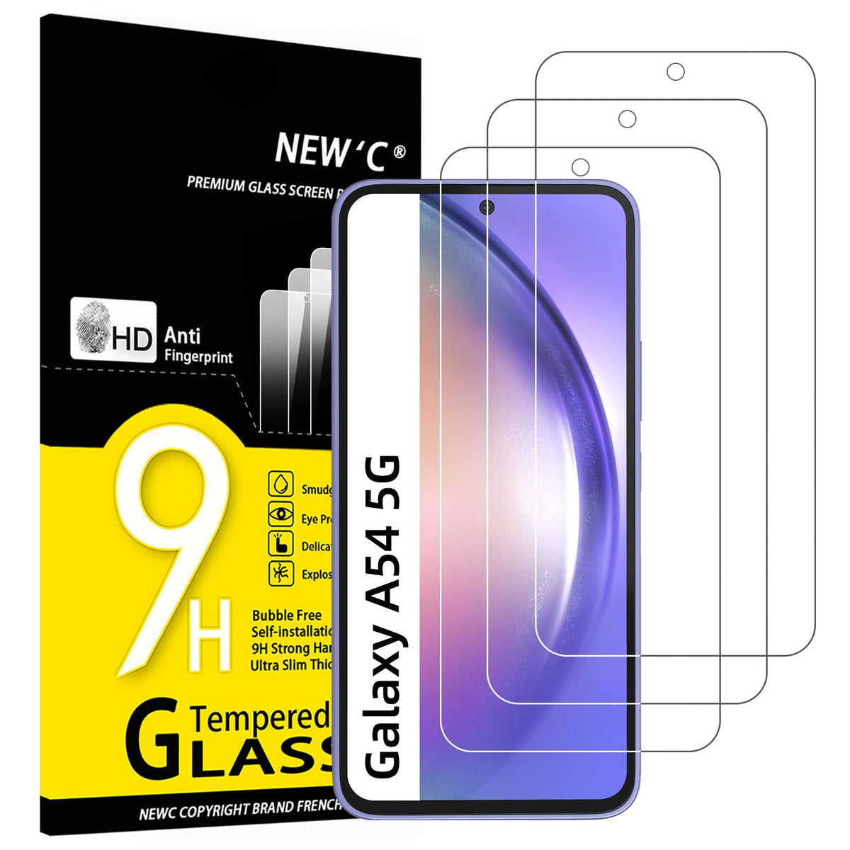 New 'C [3 Pack] Designed For Samsung Galaxy A54 5G Screen Protector Tempered Glass, Bubble Free, Ultra Resista
