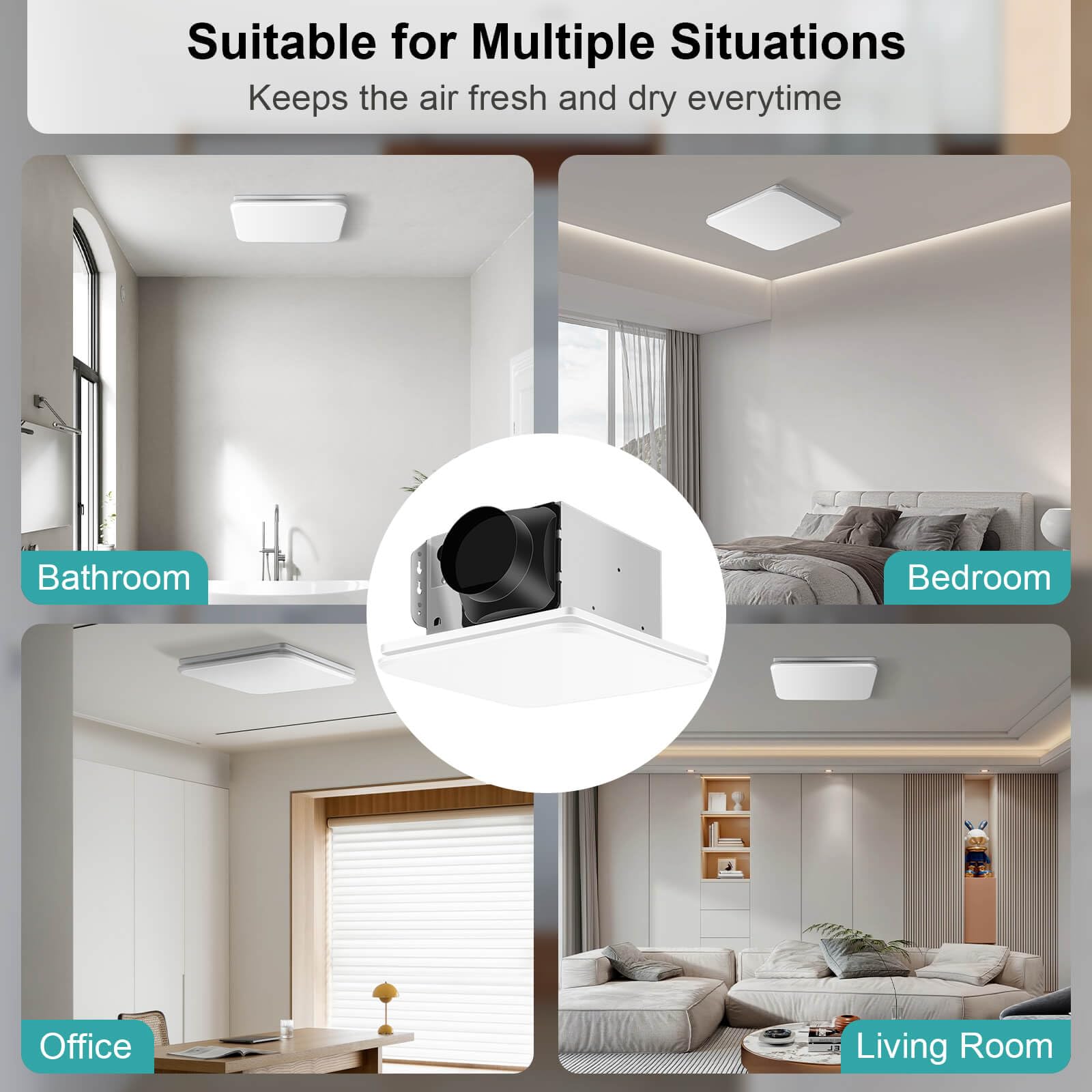 Joeaonz Bathroom Exhaust Fan 110Cfm With Hidden Grille Design, 1.0 Sones Urtra Quiet Ceiling Ventilation Fan System   Household