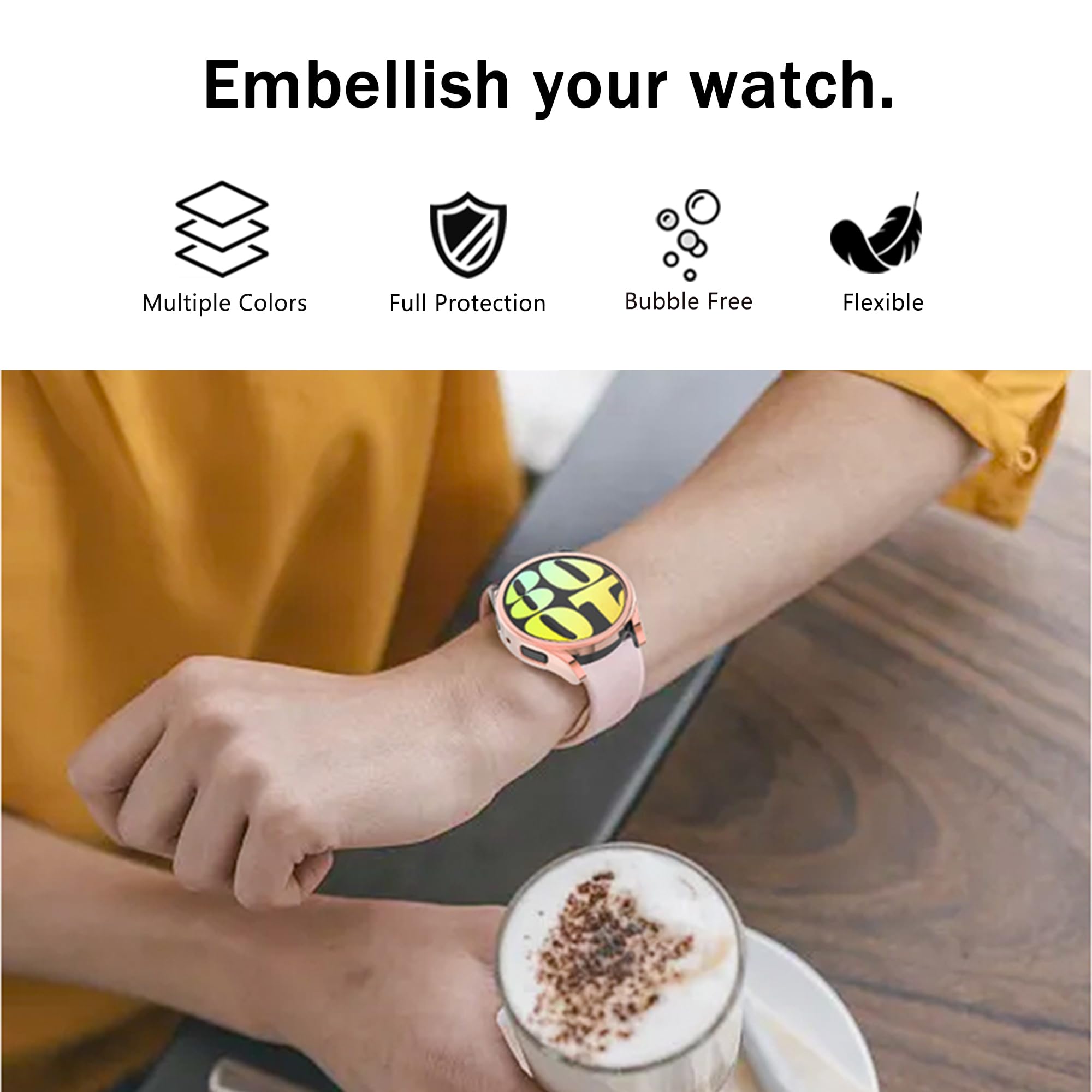 [12 Pack] Yuvike Watch Screen Protector Compatible With Samsung Galaxy Watch 6 44Mm, Soft Tpu Watch Case Full Anti Golpes Protec