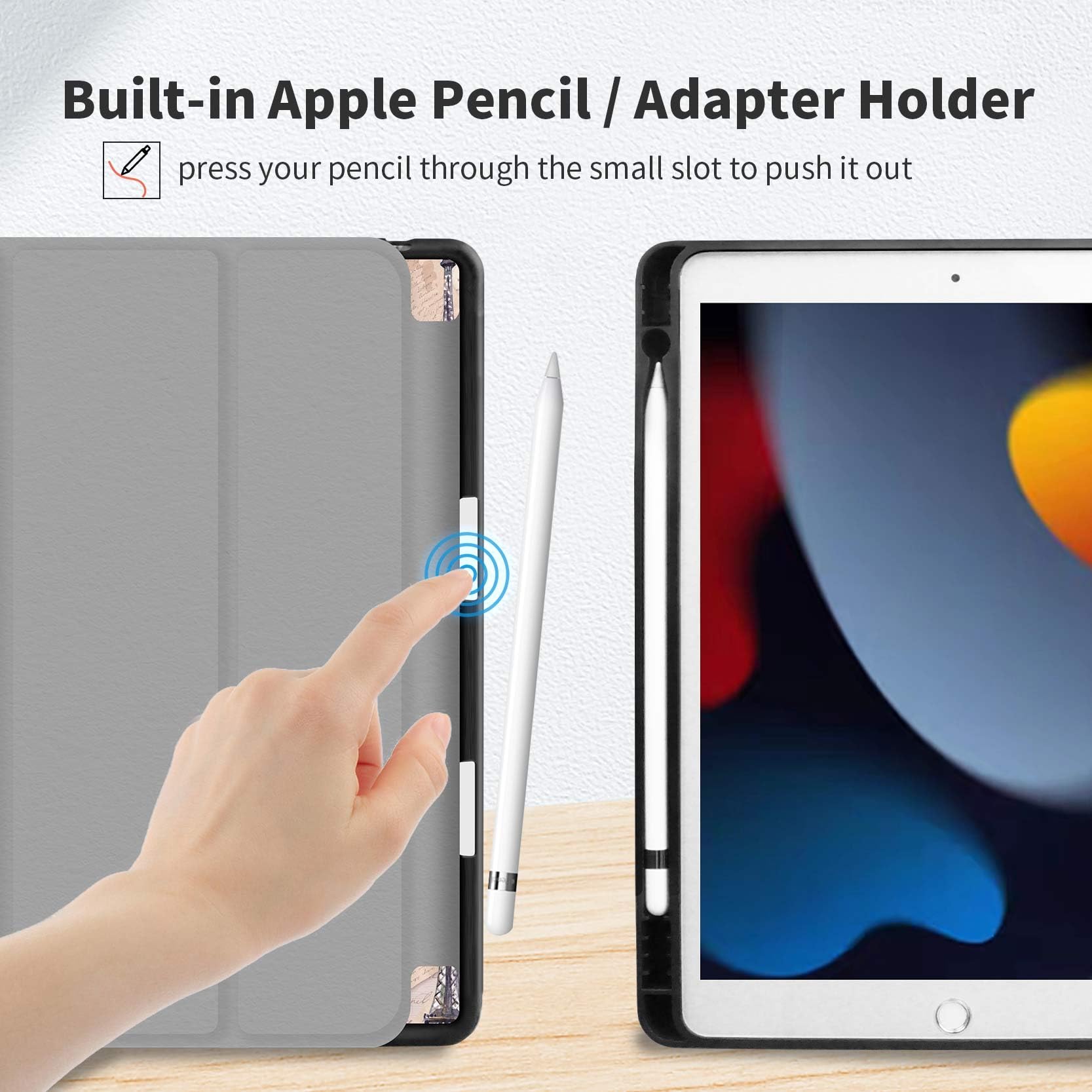 Trizoanic Case For Ipad 9Th/8Th/7Th Generation,Ipad 10.2 Inch Case Smart Folio Ipad 2021/2020/2019 Cover,Trifold Stand,Pencil Ho