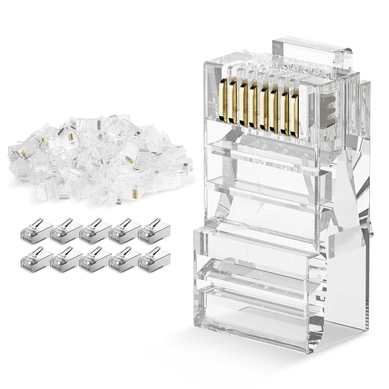 DARKROCK Cat6 RJ45 Connectors 110-Pack for Ethernet Cables - Compatible with Cat6/Cat5/Cat5e, Strong Antioxidant Performance, 24