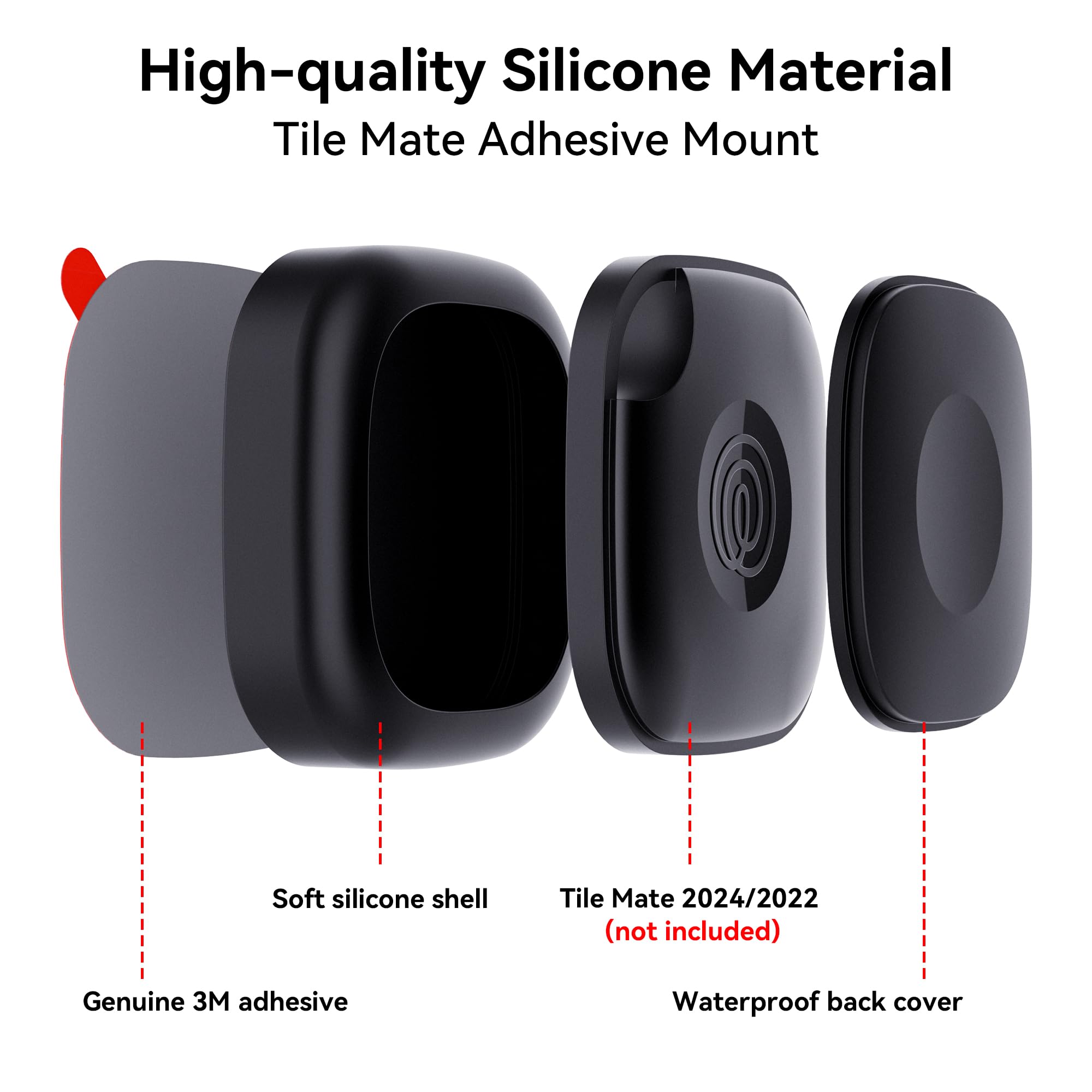 4 Pack For Tile Life360 Mate 2024/2022 Bluetooth Tracker Adhesive Mount, Silicone Waterproof Case With 3M Adhesive Sticker Stick