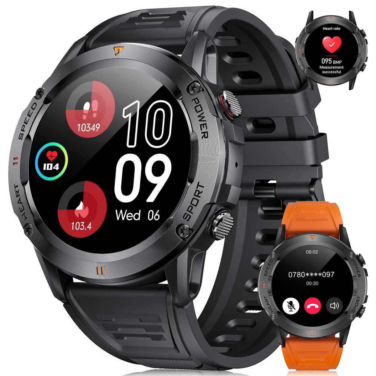 Foxbox Military Smart Watches For Men(Answer/Dial), 1.39 ' 'Rugged Outdoor Smartwatch Health Fitness Tracker With 100+Sport Mode