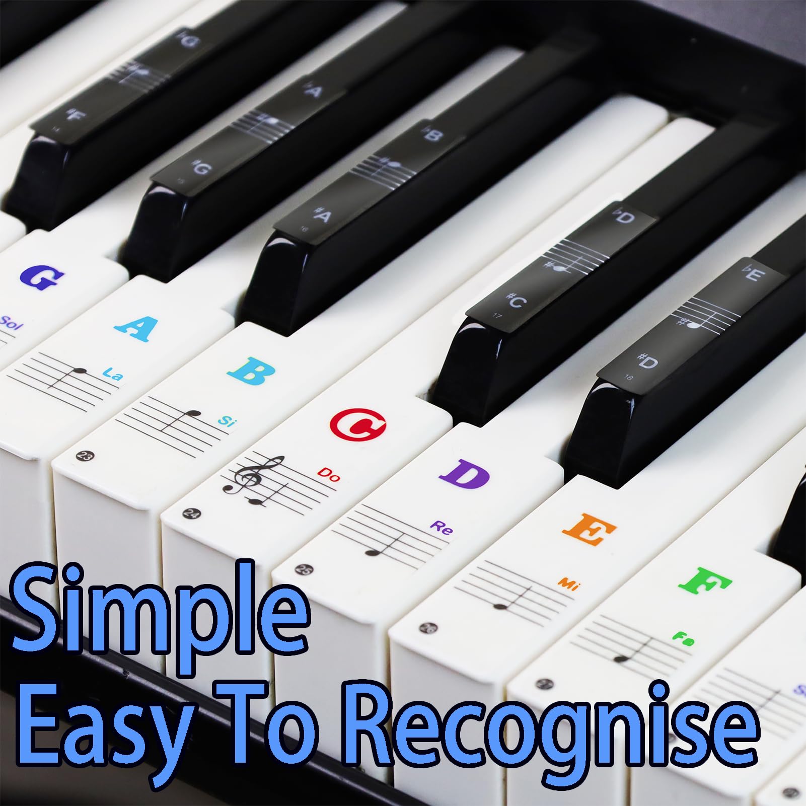 Piano Keyboard Stickers With Piano Chord Chart,For 88/61/54/49 Key,Note Letters Labels For Beginners And Young Kids Piano Notes