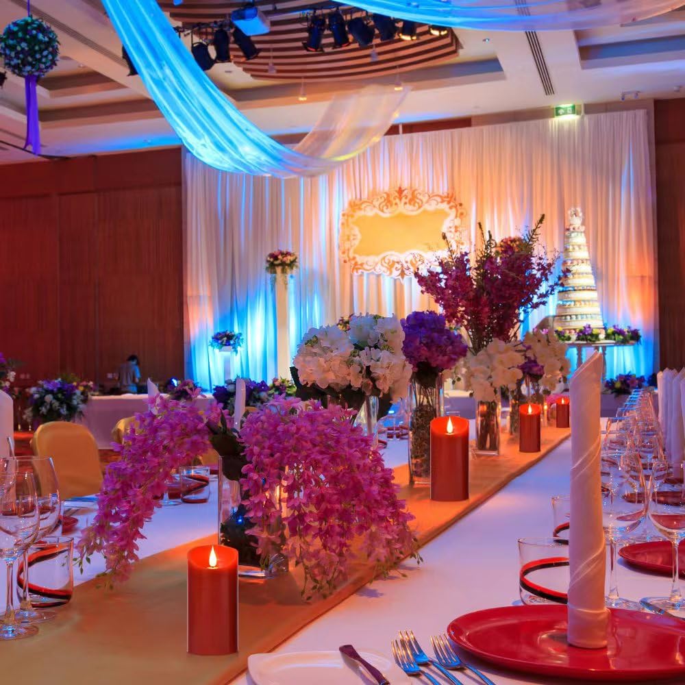 Minxin Flameless Battery Operated Flicking Candles:Remote Control Realistic Wax Pillar Led Candle With 10 Key Cycling 24 Hours T