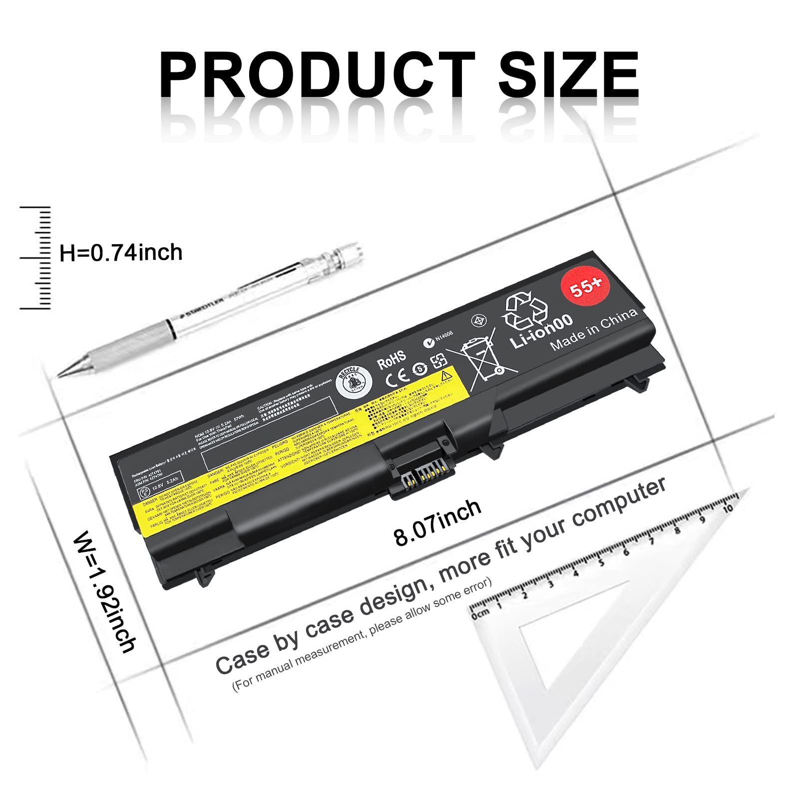 TSKYBEAR Laptop Battery Replacement for Lenovo ThinkPad T410 T510 T520 W510 W520 L412 L420 L512 SL410 SL510 Li-ion 6-Cell Black 57Wh