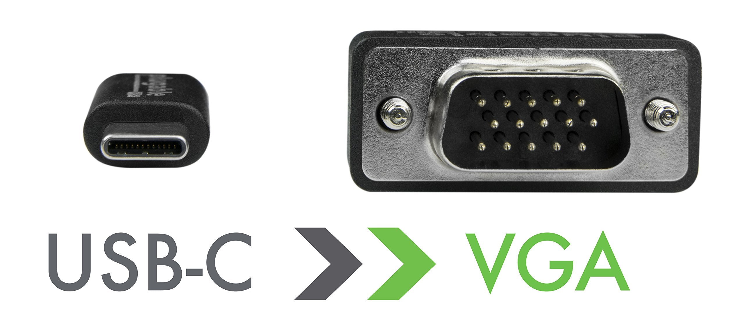 Plugable Usb C To Vga Cable 6 Feet - Driverless Connect Thunderbolt 4, Thunderbolt 3, Usb4, Or Usb-C Device To Vga Displays 1920