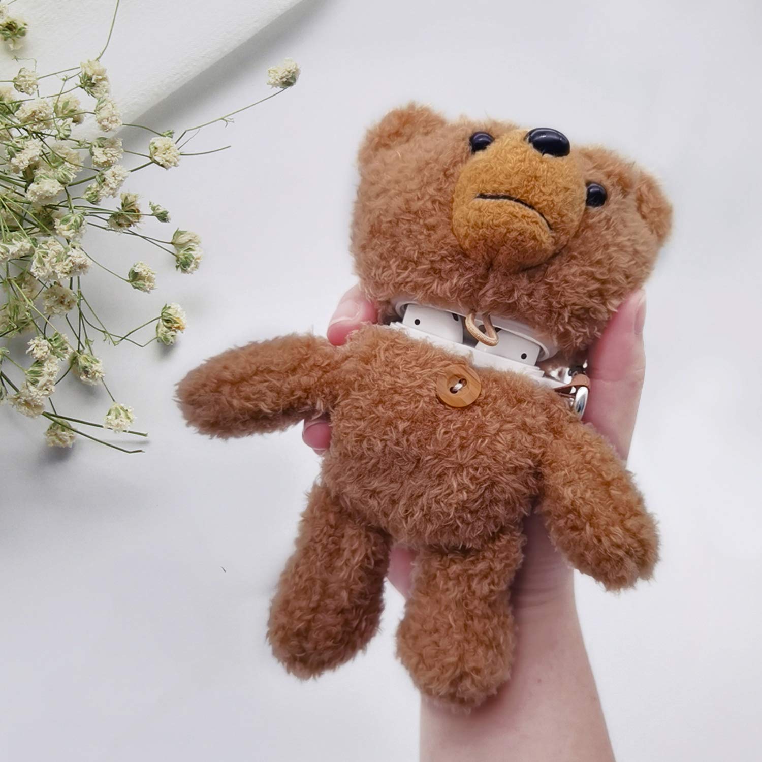 Guppy Compatible With Airpods Pro Furry Case Girls 3D Cartoon Cute Teddy Bear Doll Plush Fluffy Warm Carrying Case Soft Protecti