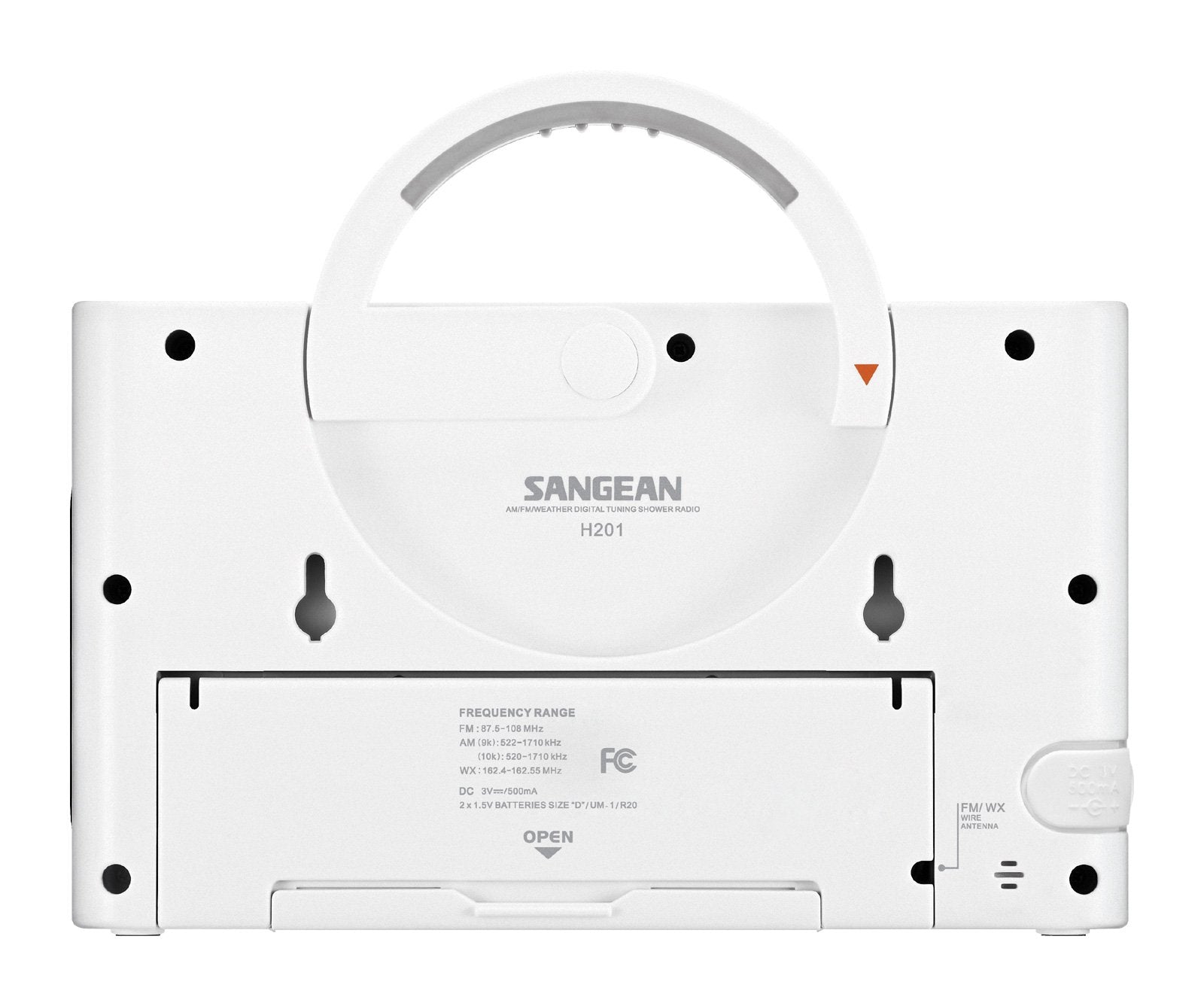 Sangean H201 Shower Radio Am/Fm Waterproof, Weather Alert Radio, White