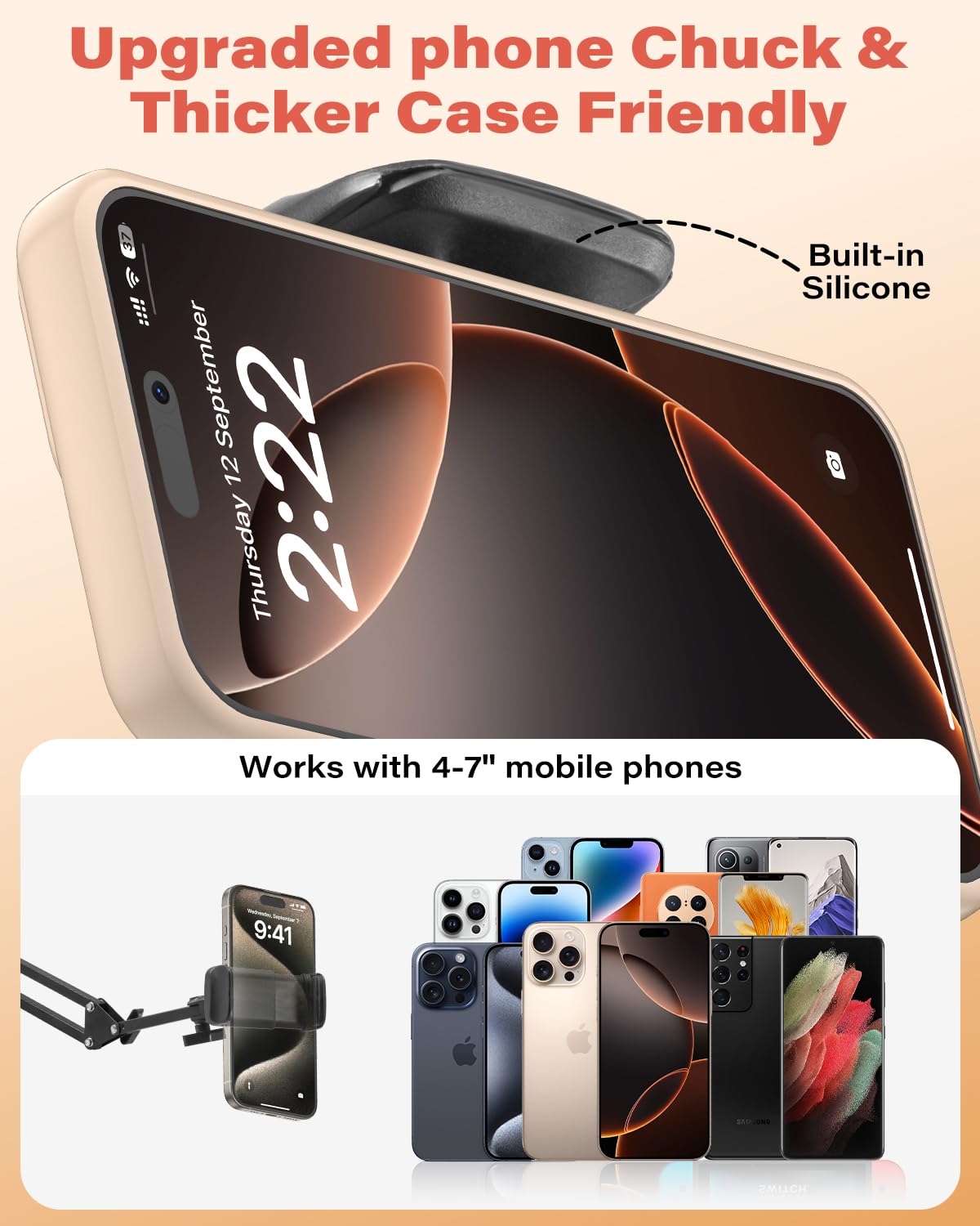 Awlbstruse Phone Holder For Bed, Cell Phone Bed Stand Holder For Desk, Headboard, Bed, Bedside, Table, Compatible With Iphone 16