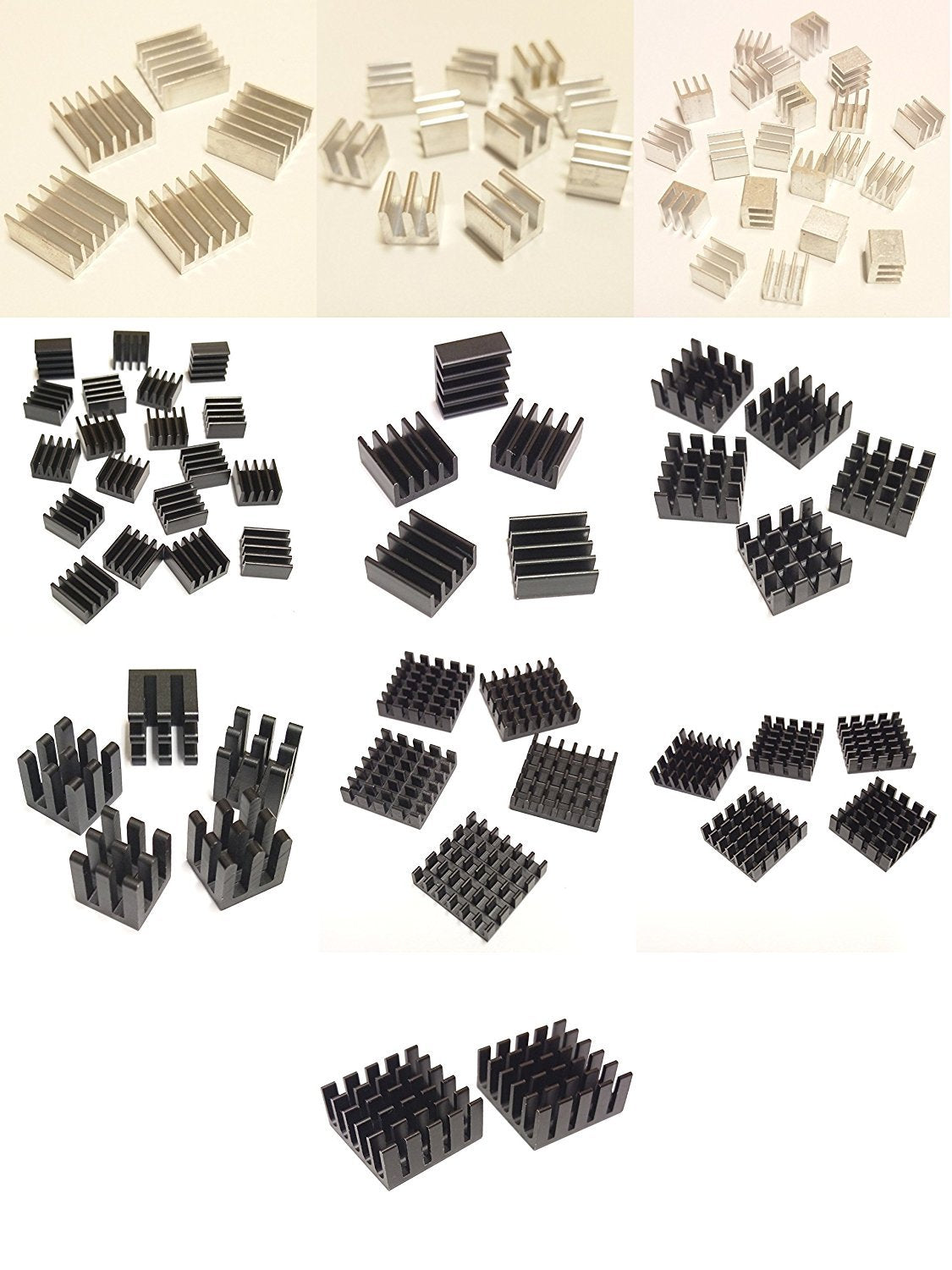 Easycargo 100Pcs Heatsink Assortment Kit Small Cooler Aluminum Heat Sink Set For Cooling Laptop Cpu Gpu Vga Ram Vram Vrm Ic Led