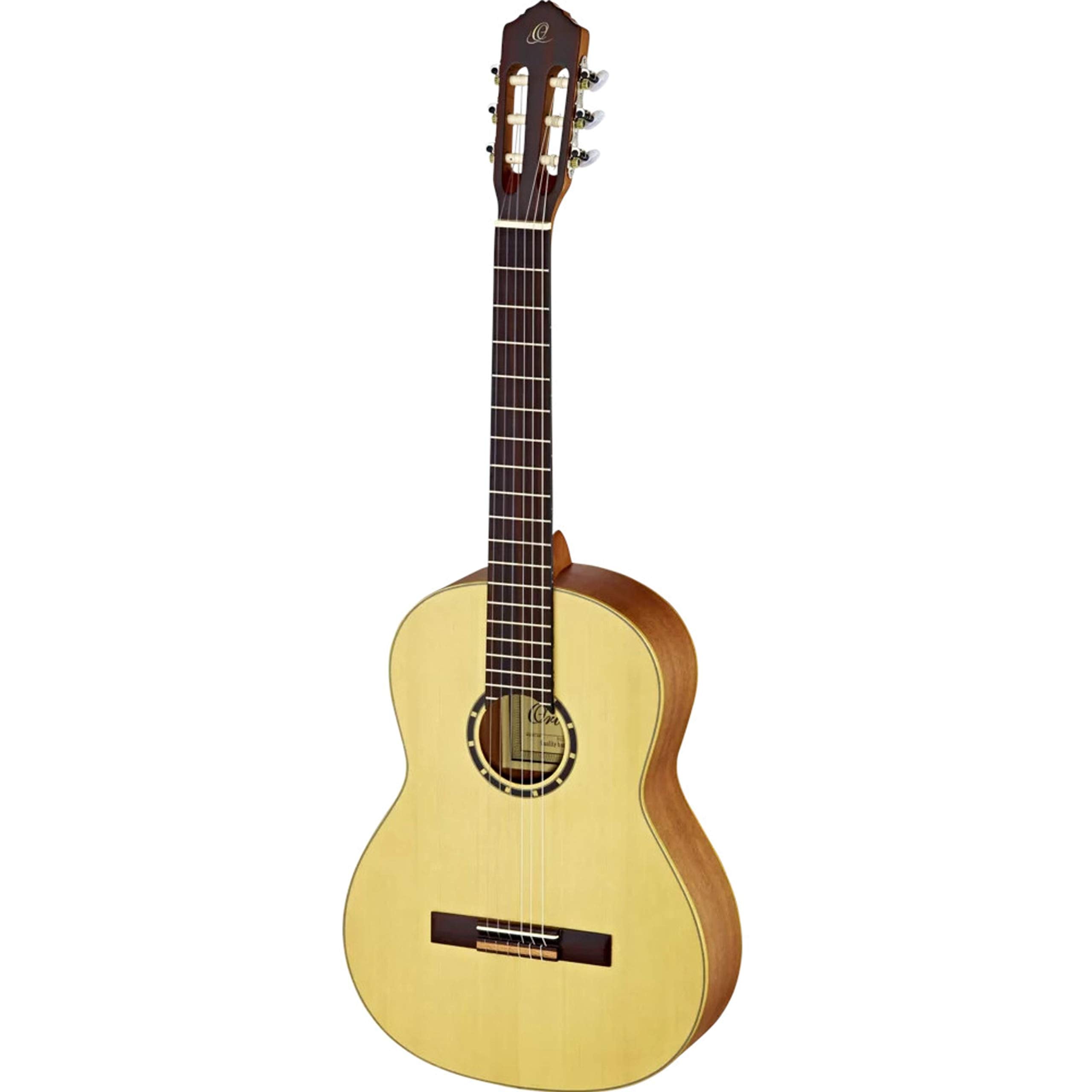 Ortega Guitars 6 String Family Series Full Size Left-Handed Nylon Classical Guitar W/Bag, Spruce Top-Natural-Satin, (R121L)