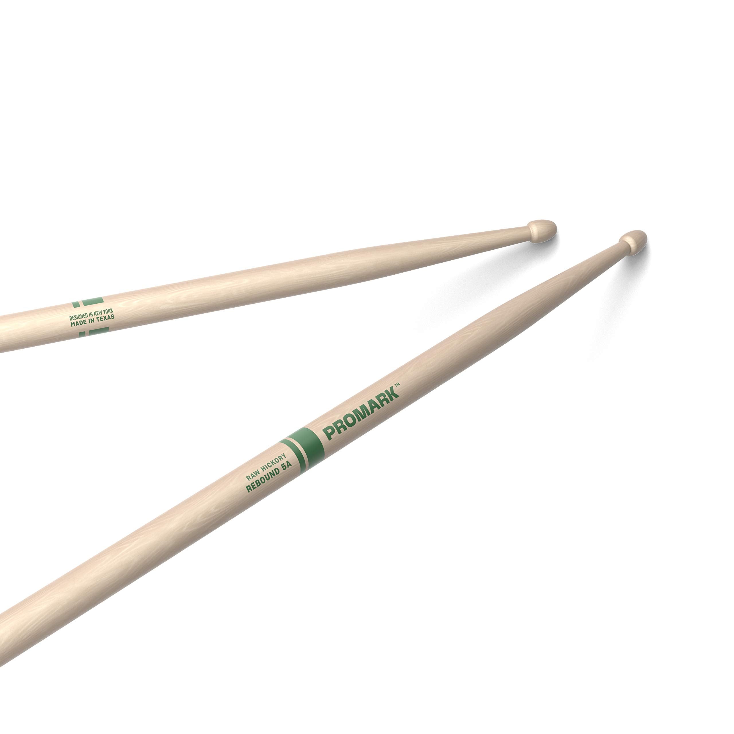 Promark Rebound 5A Raw Hickory Drumsticks, Acorn Wood Tip, One Pair