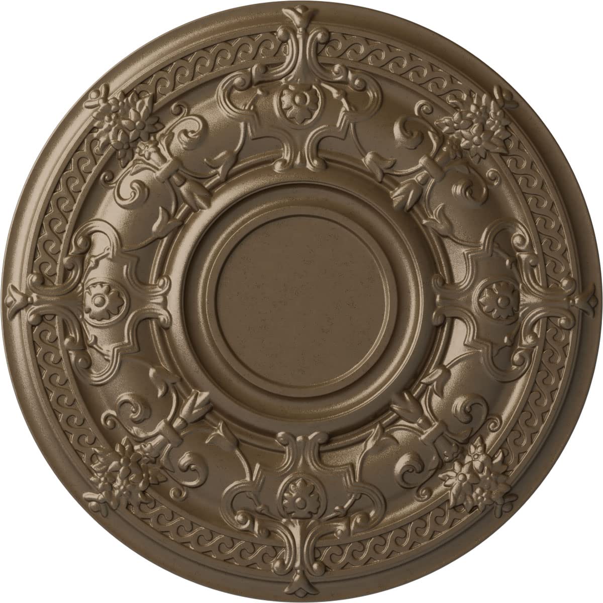 Ekena Millwork Cm33Dawss Dauphine Ceiling Medallion, 33 7/8''Od X 1 3/8''P (Fits Canopies Up To 13 1/4''), Hand Painted Warm Sil
