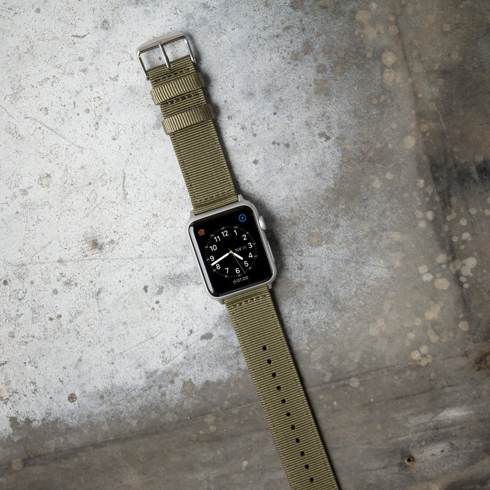 Archer Watch Straps - Premium Nylon Straps For Apple Watch (Olive, Stainless, 40/41/42Mm)