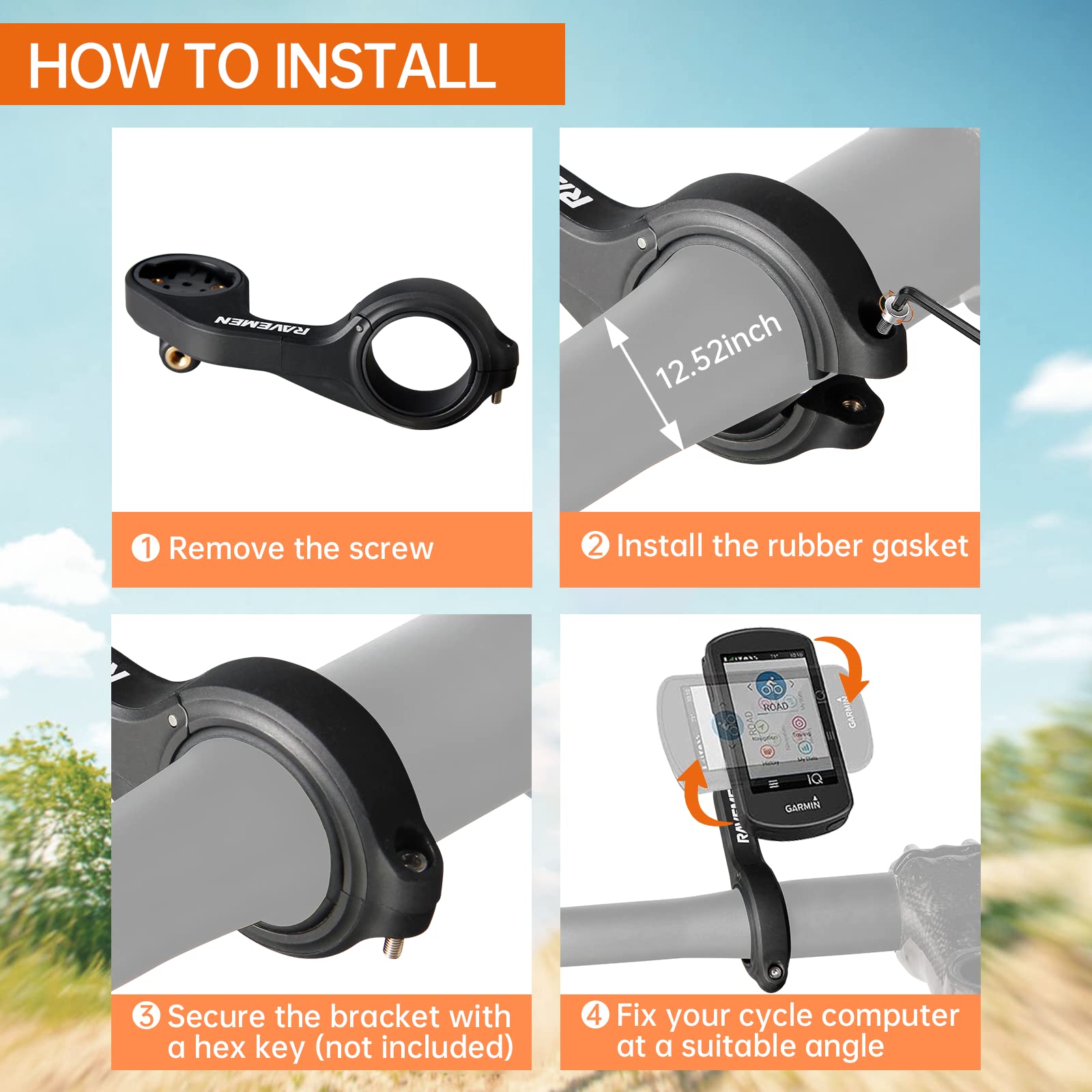 Ravemen Aom01 Out Front Mount Compatible With Garmin Bike Computers And Gopro/ Fr160   Fit 31.8Mm Handlebars