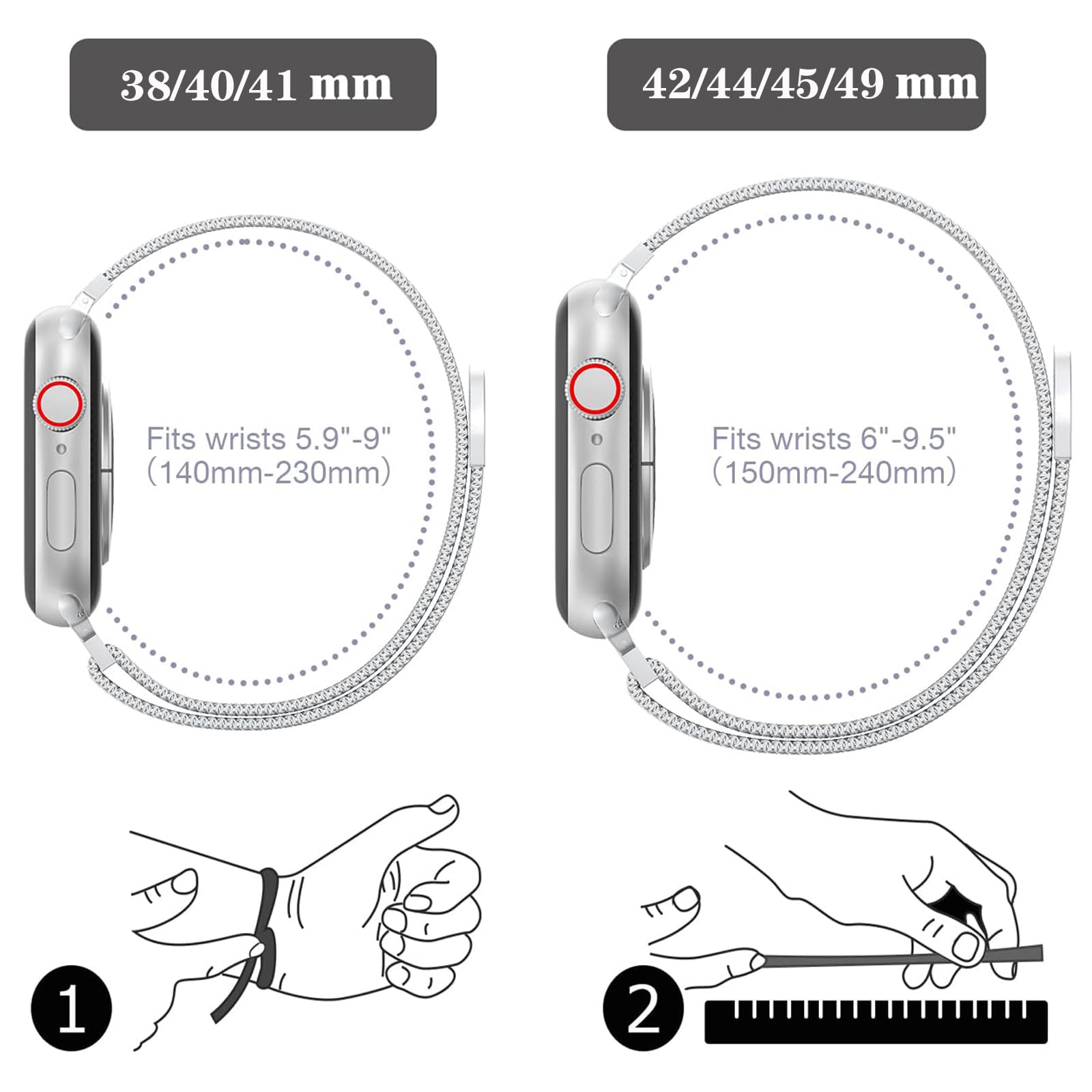 Magnetic Band And Case For Apple Watch Band 44Mm 45Mm 46Mm 42Mm 40Mm 41Mm 38Mm Women/Men,Stainless Steel Milanese Loop Bracelet
