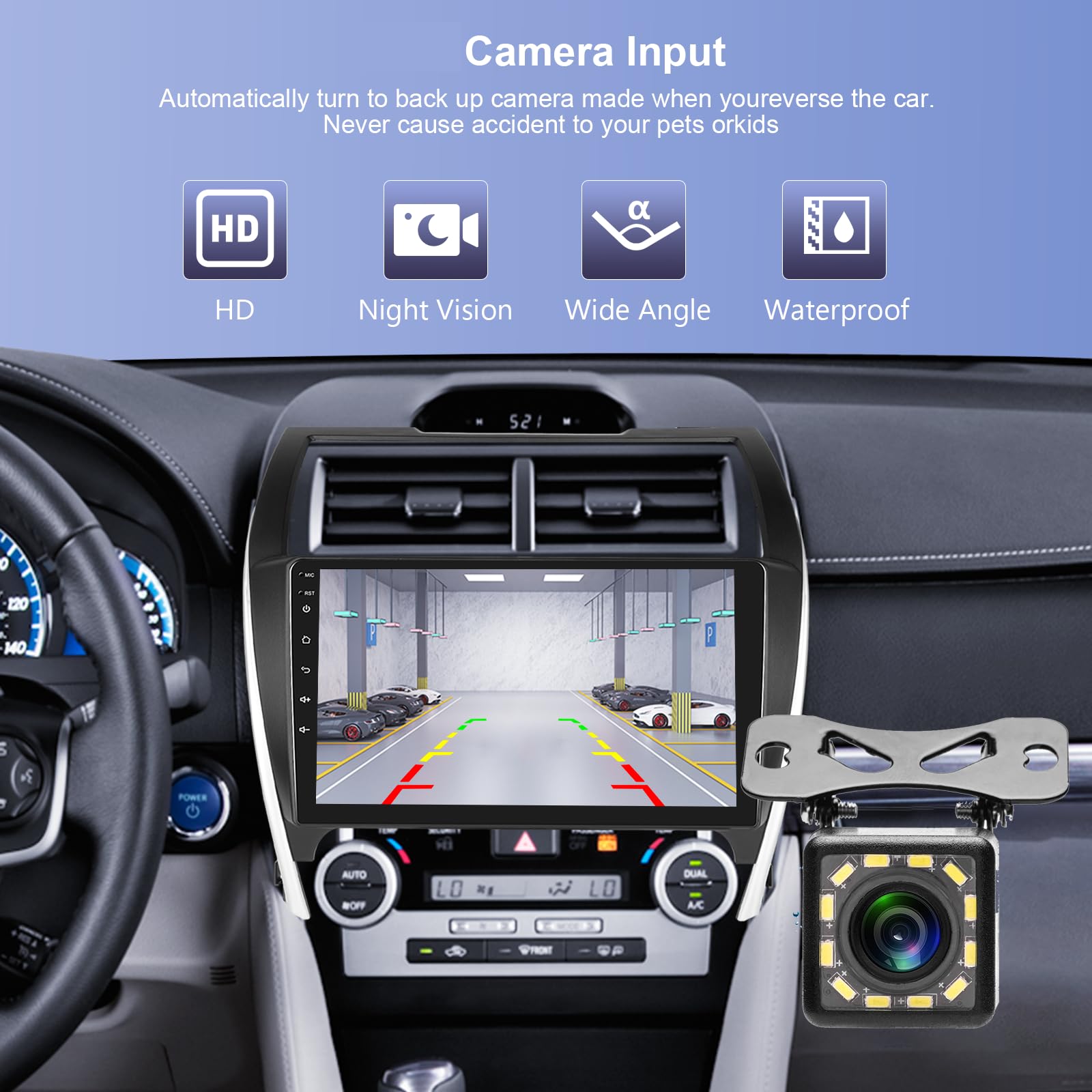 Car Radio Stereo For Toyota Camry 2012 2013 2014, 1G+32G Rimoody Android 13 10.1 Inch Touch Screen Gps Bluetooth Wifi Fm Radio M