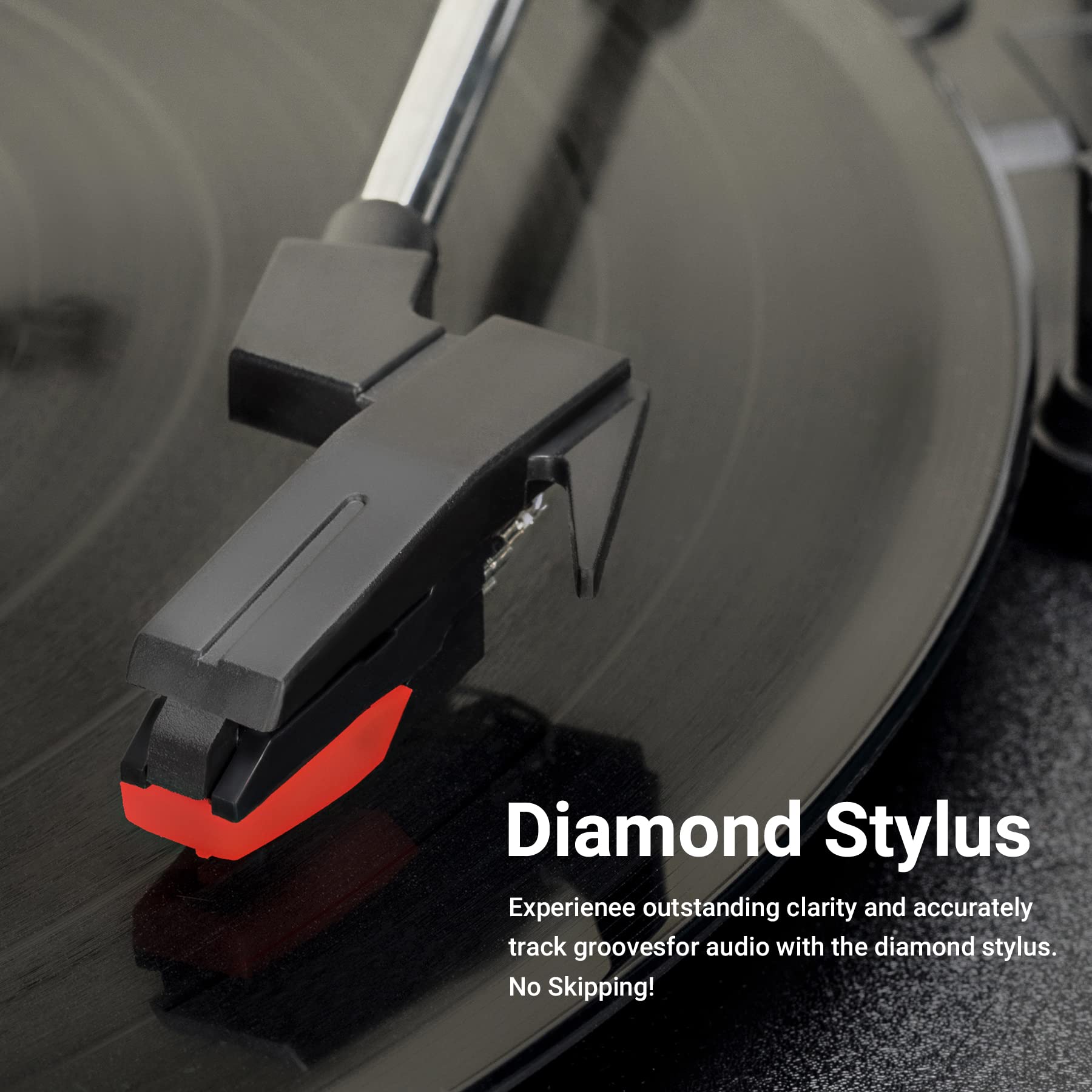 Byronstatics Record Player, Vinyl Turntable Records Player Bluetooth 5.0, Built In Stereo Speakers, 3 Speed, Extra Stylus, Suppo