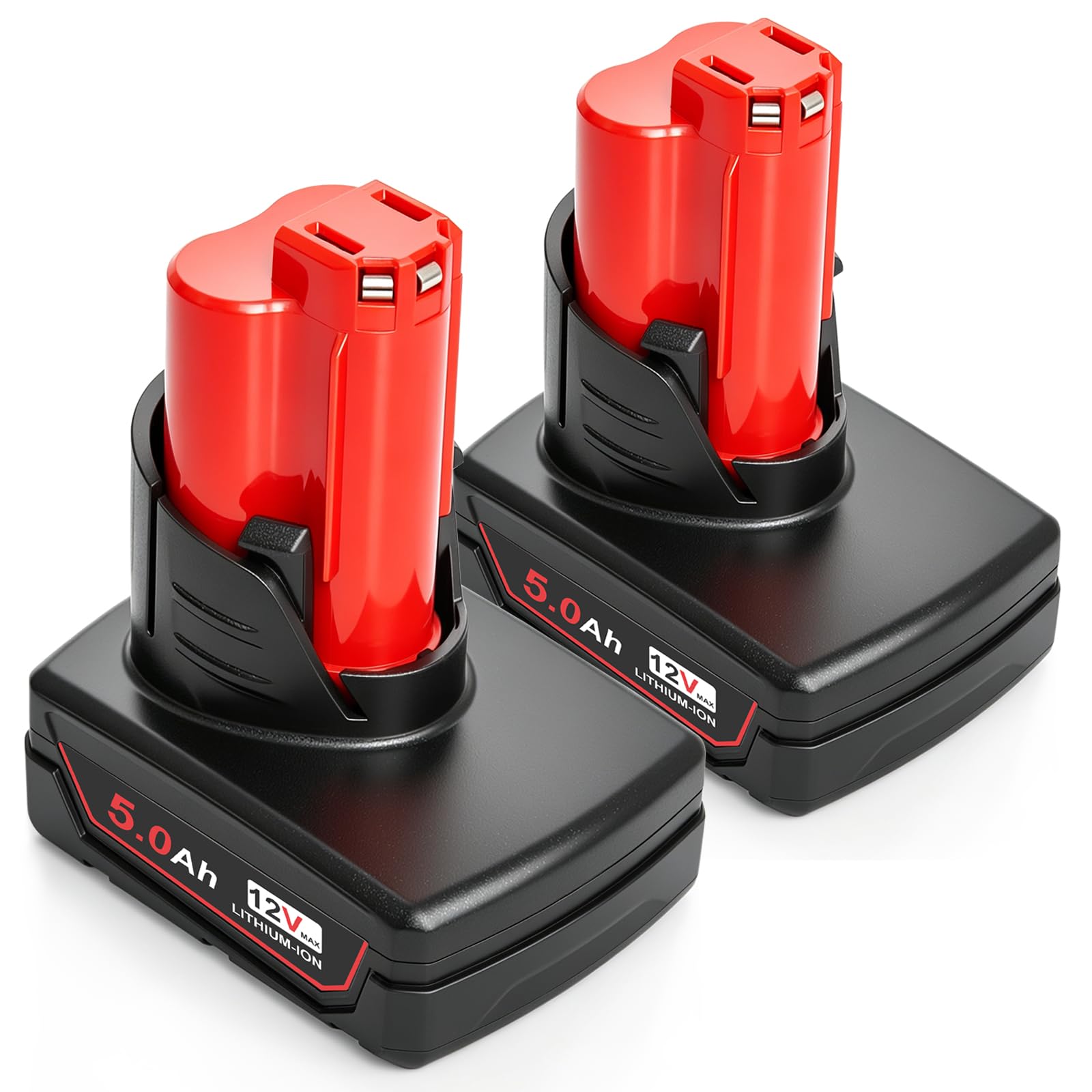 Mrupoo 2Pack 12V 5.0Ah Replacement Battery Compatible with Milwaukee M12 Battery- Works with 48-11-2460, 48-11-2412, 48-11-2401