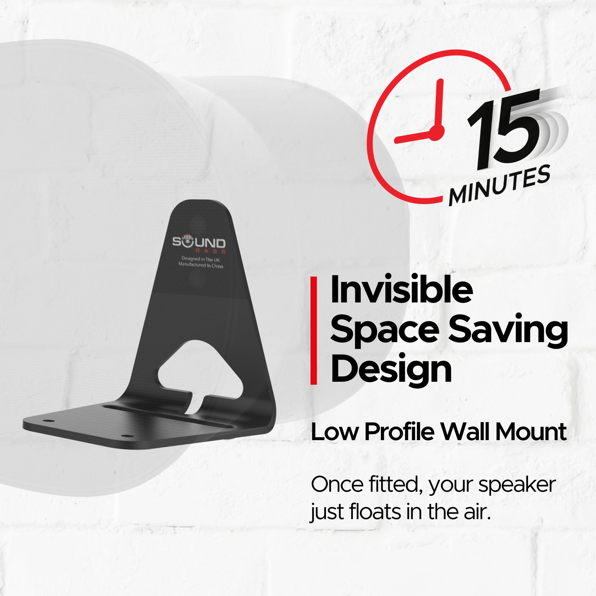 Era300 Wall Mount Bracket, Low Profile, Black, Twin Pack, Compatible With Sonos Era 300 Speaker, Complete With All Fixing Hardwa