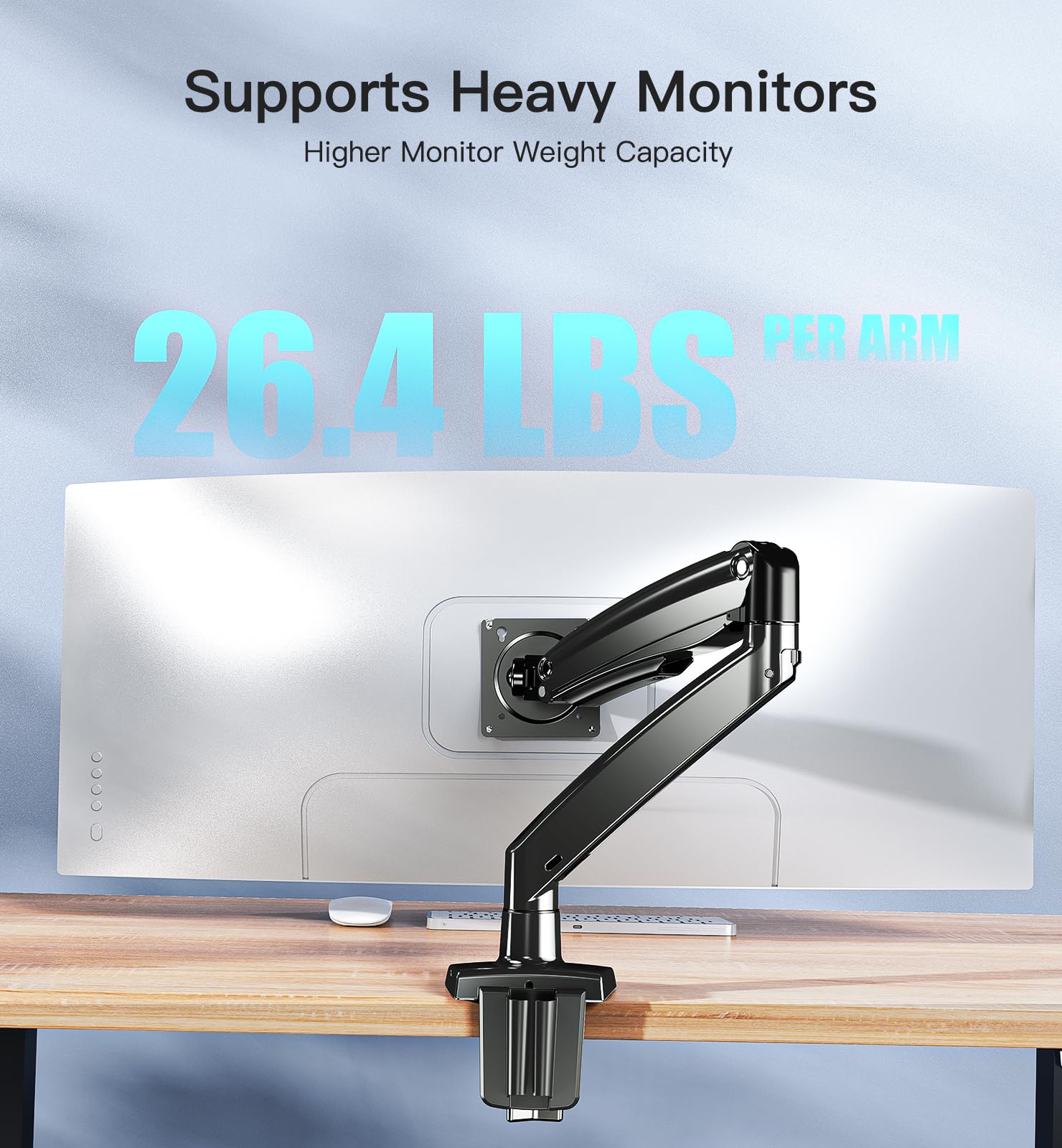 Huanuo Heavy Duty Monitor Arm For 40-Inch Ultrawide/Curved Screens, Full Motion Adjustable Monitor Mount With Aircraft-Grade Alu