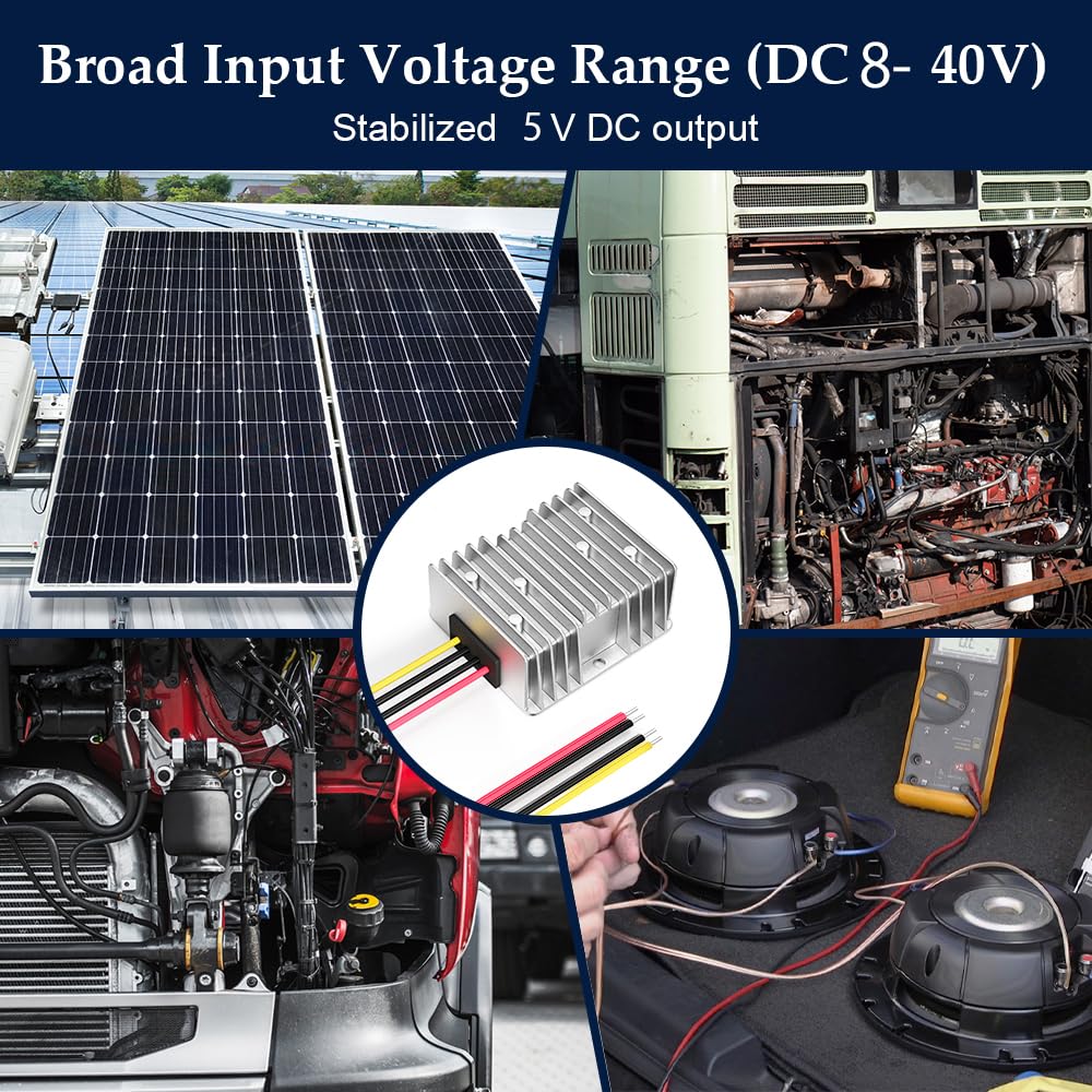 12V 24V To 5V Buck Converter, 15A 75W Step Down Dc Voltage Regulator For Car Truck Vehicle Boat Rv Solar Energy System - Waterpr