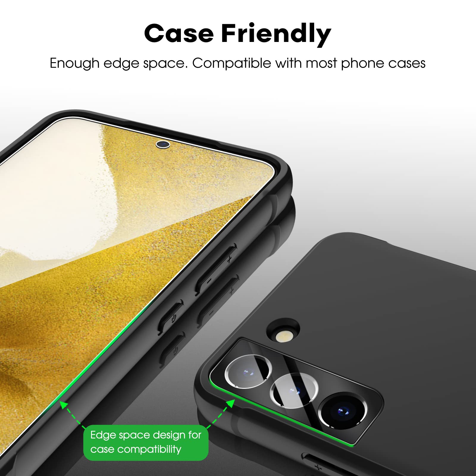 Jetech Screen Protector For Samsung Galaxy S22 5G With Camera Lens Protector, Easy Installation Tool, Tempered Glass Film, Finge