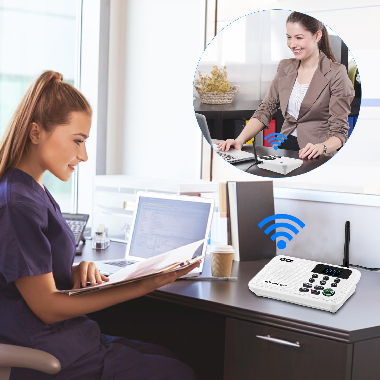 Wuloo Intercoms Wireless For Home 1 Mile Range 22 Channel 100 Digital Code Display Screen, Wireless Intercom System For Home Hou