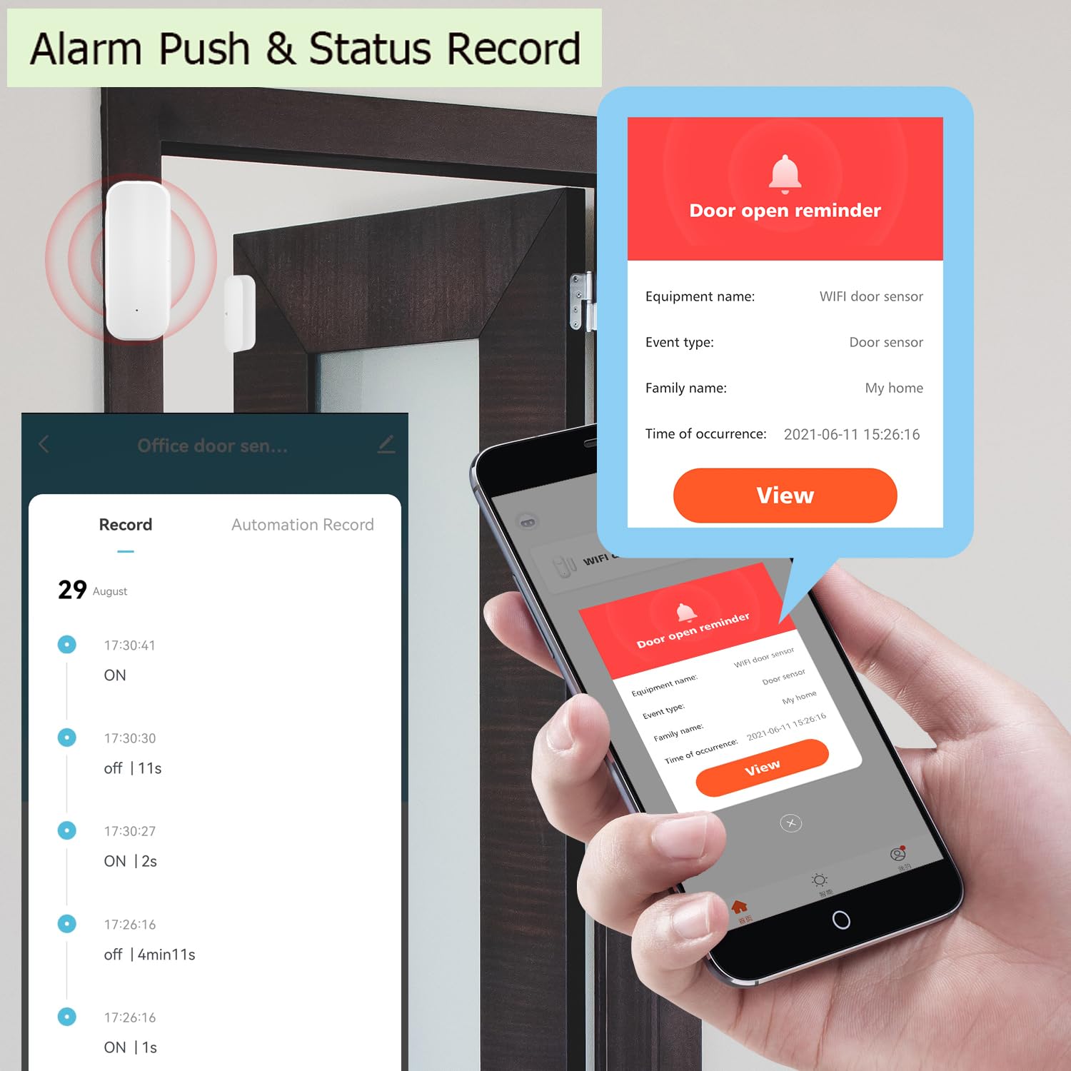 Wifi Door Sensor: Wireless Window Sensor With App Alerts, Tuya Smart Contact Sensor For Home Security And Smart Home Automation,