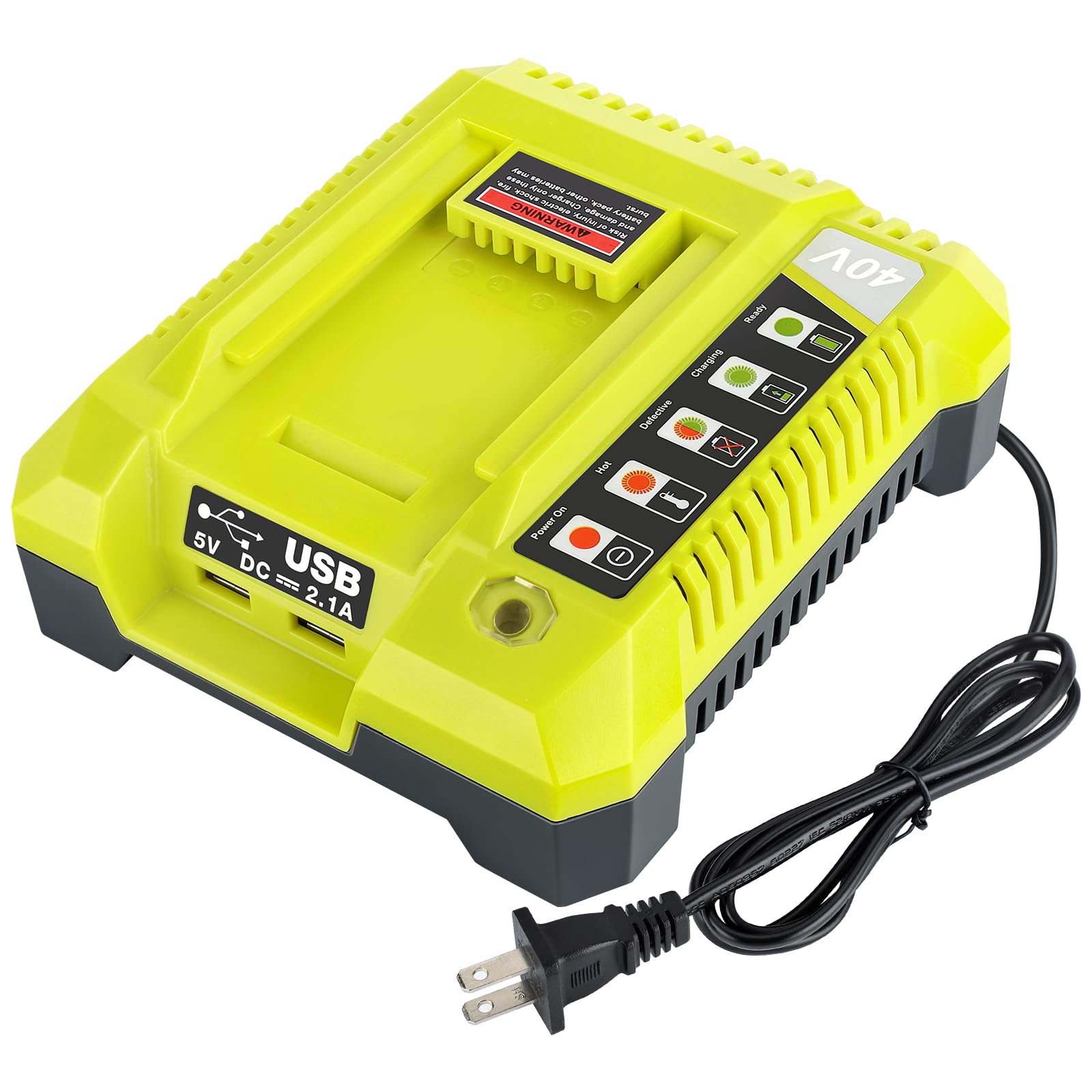 GRVODFRTA 40 Volt Charger Compatible with Ryobi 40V Battery, Replacement Charger Station for OP4040 OP4050 OP4050A OP40601 OP402