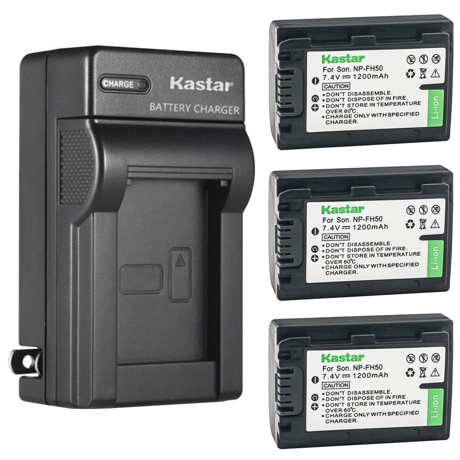 Kastar 3-Pack Battery and AC Wall Charger Replacement for Sony DCR-HC16, DCR-HC17, DCR-HC18, DCR-HC19, DCR-HC20, DCR-HC21, DCR-H