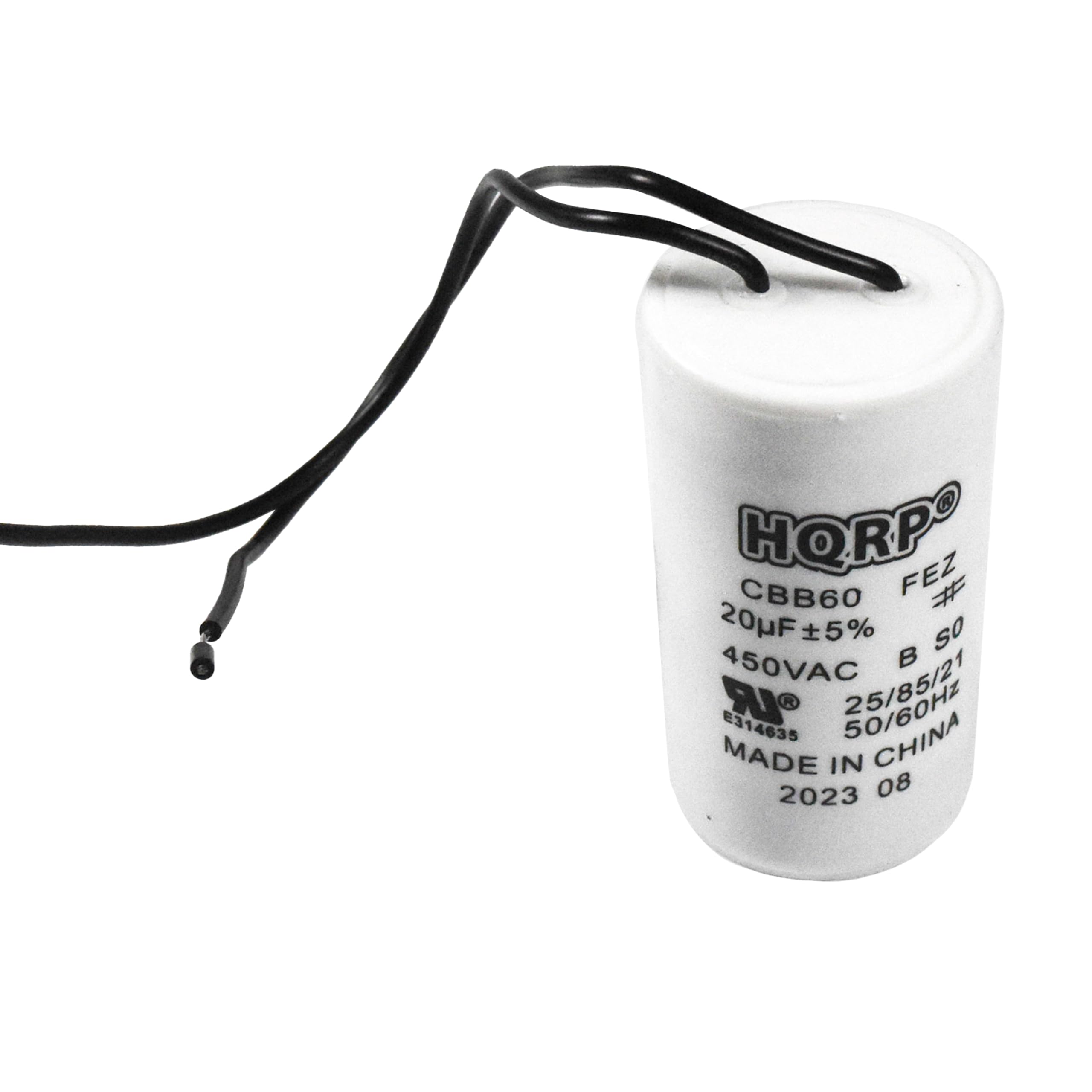 Hqrp 20Uf 450V Wire Lead Cylinder Motor Run Capacitor Compatible With Ac Electric Motor Start Hvac Blower Compressor Pump Electr
