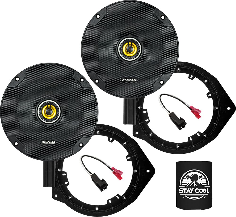 KICKER Front Door 6.5 Speakers Kit for Cadillac Escalade ESV/EXT 2007-2014 Upgrade Kit - Pair of CS Series 6 1/2 Inch Coaxial Sp
