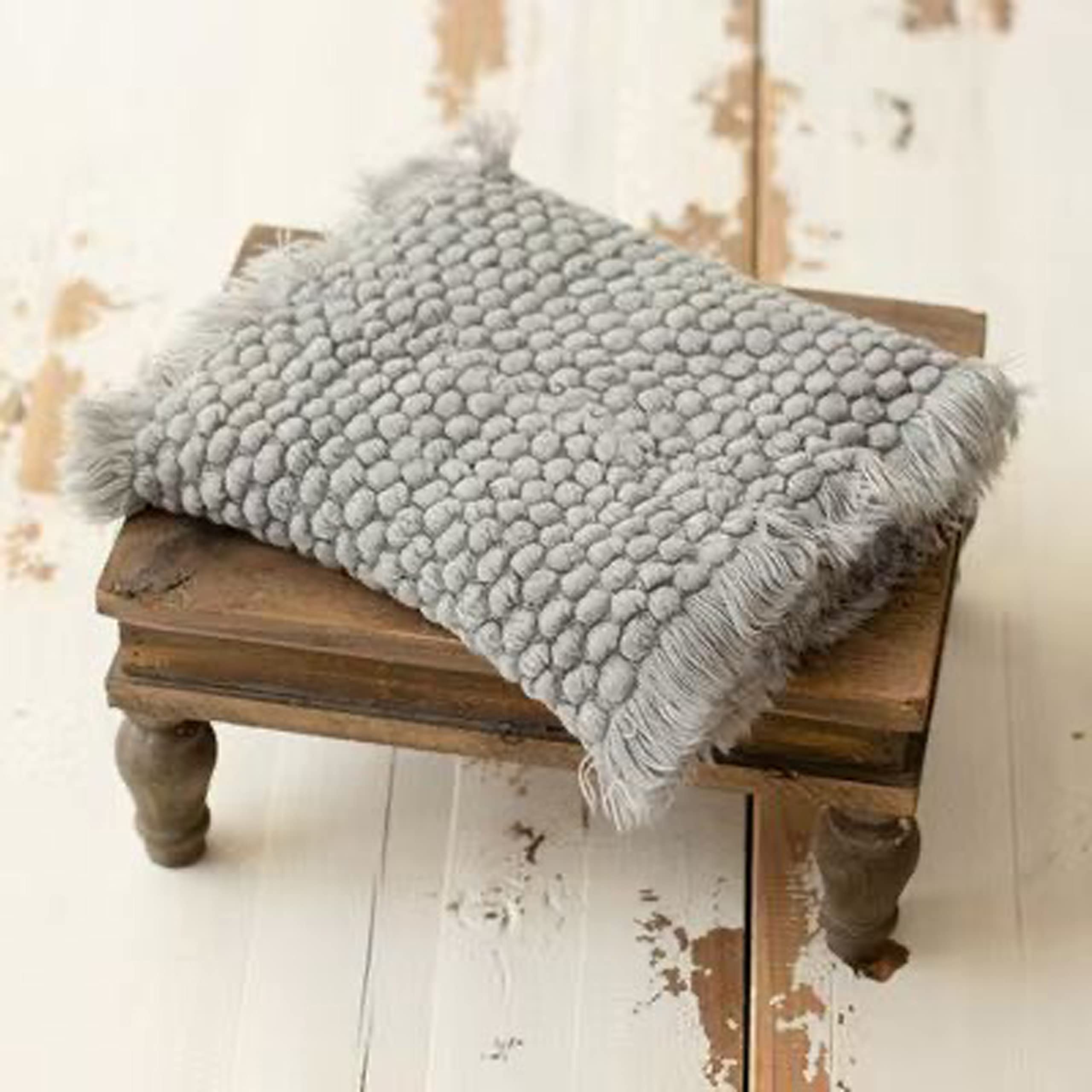 Zeroest Baby Photography Props Basket Braid Wool Wrap Newborn Photo Shoot Baskets Filler Posing Stuffer Background Blanket (Gray