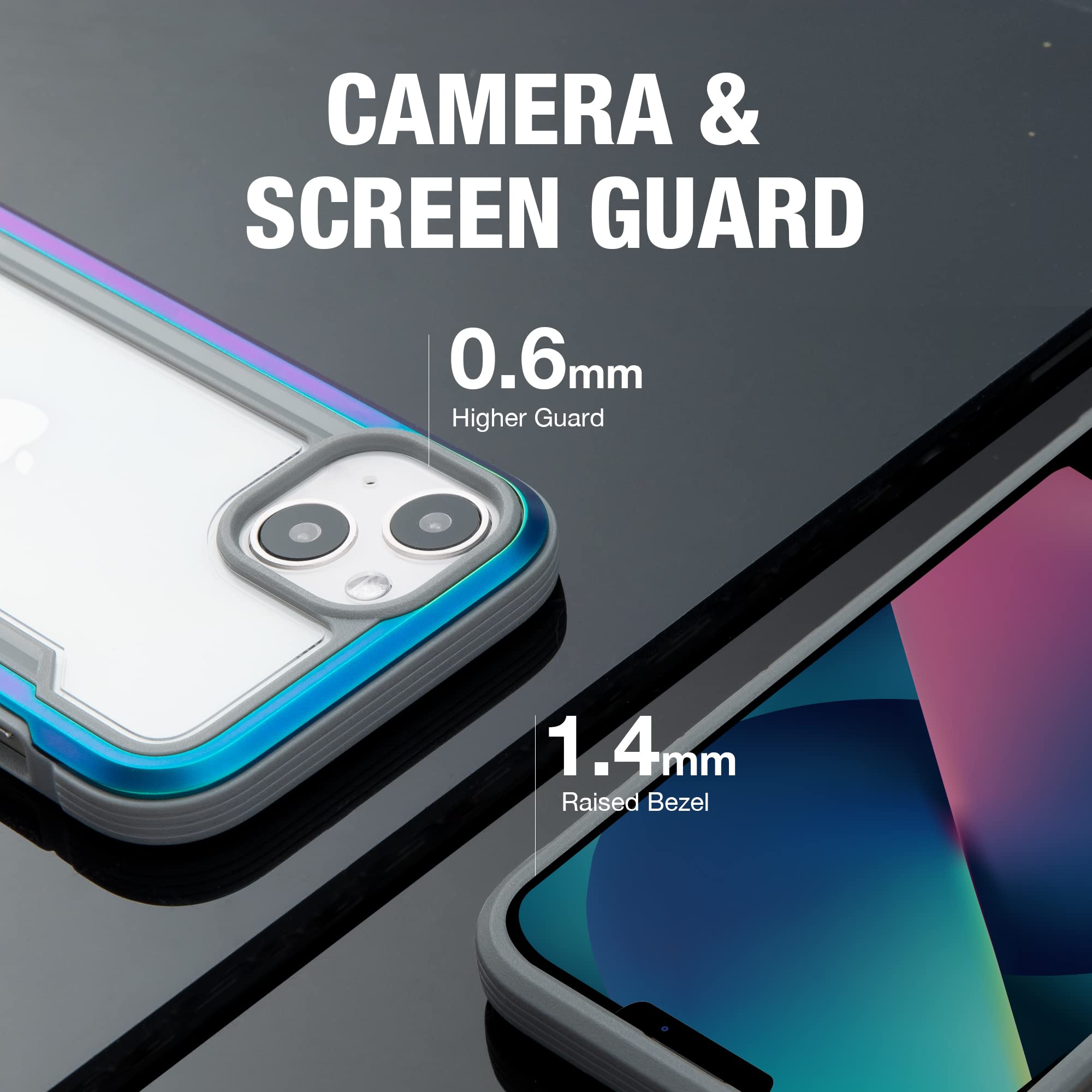 Raptic Shield Case For Iphone 13, Iphone 14 , Shockproof Protective, Clear, Military 10Ft Drop Tested, Durable Aluminum Frame, A